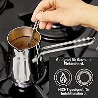 Cezve pentru cafea turcească Crystalia 425 ml din oțel inoxidabil 18/10, ibric pentru aragaz, cu cioc de turnare pentru lapte 4