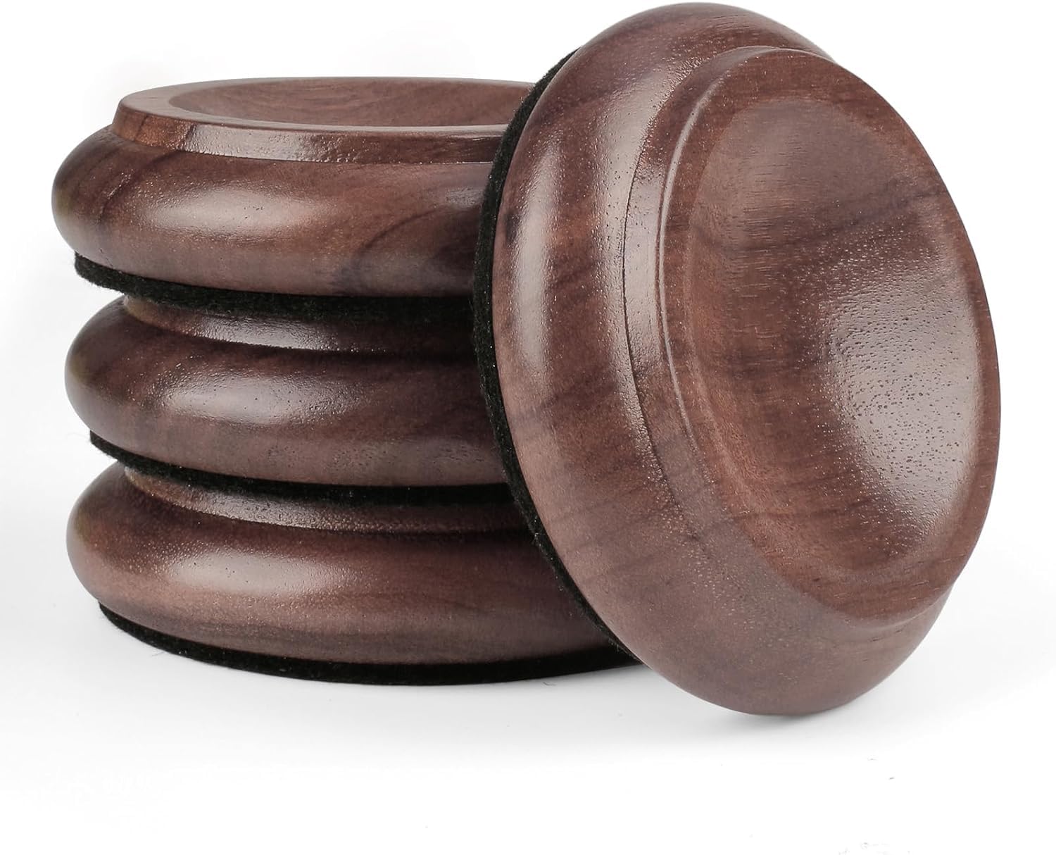 Kingpoint Walnut Piano Caster Cups Furniture Floor Felt Pad Cups Hardwood Coasters Anti-Sliding Floor Protectors Feet Protector Pads For All Floors & Wheels Of Furniture, Sofas And Bed (Walnut)