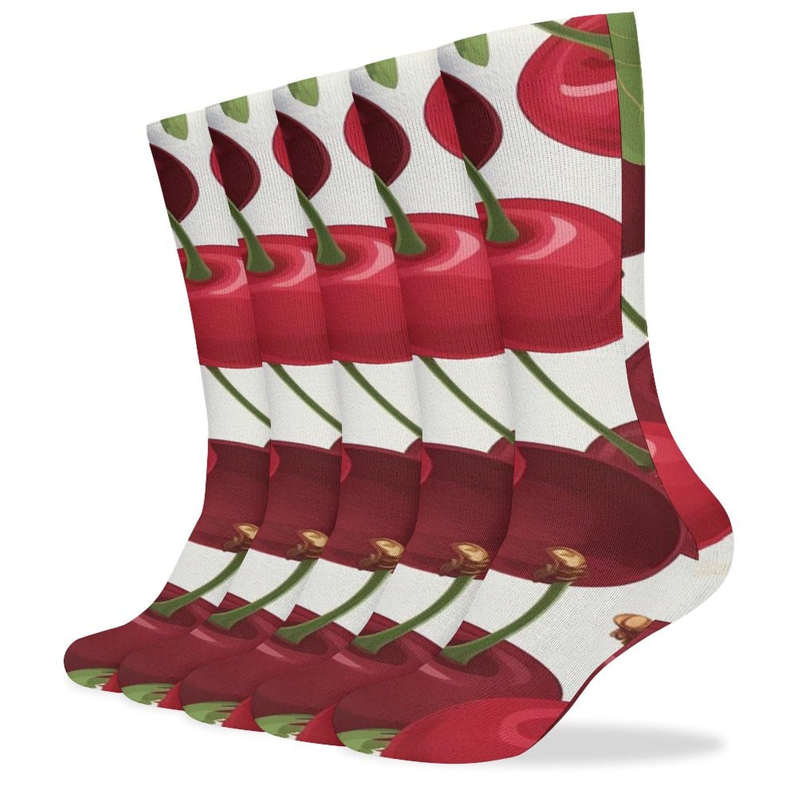 QMNRTK Cherry Fruit Stocking?casual Athletic Aesthetic Socks Neutral Cotton Socks Compression Socks Control Crew Socks for Women Men