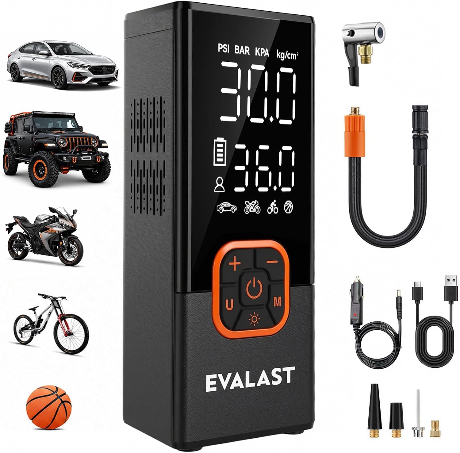 Tire Inflator Portable Air Compressor for Car Tires with Dual Power
