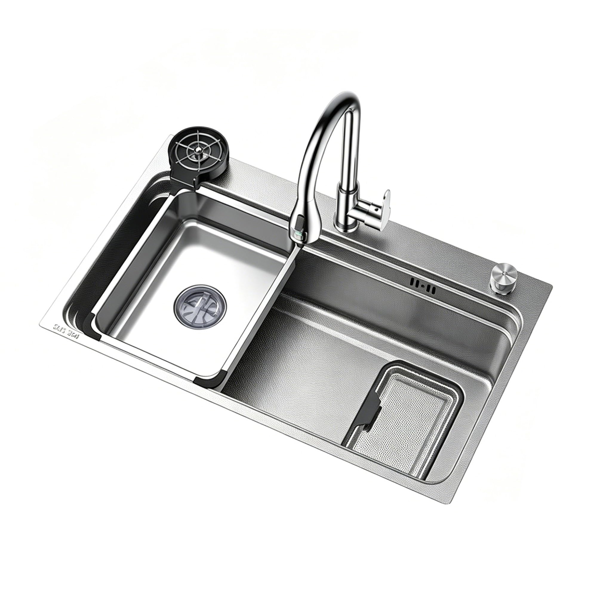 SC Kitchen Sink, Made of Stainless Steel, Fitted with A Digital Pull-Out Tap and A Glass Washer, Suitable for Hotels, Cafés(75cm)