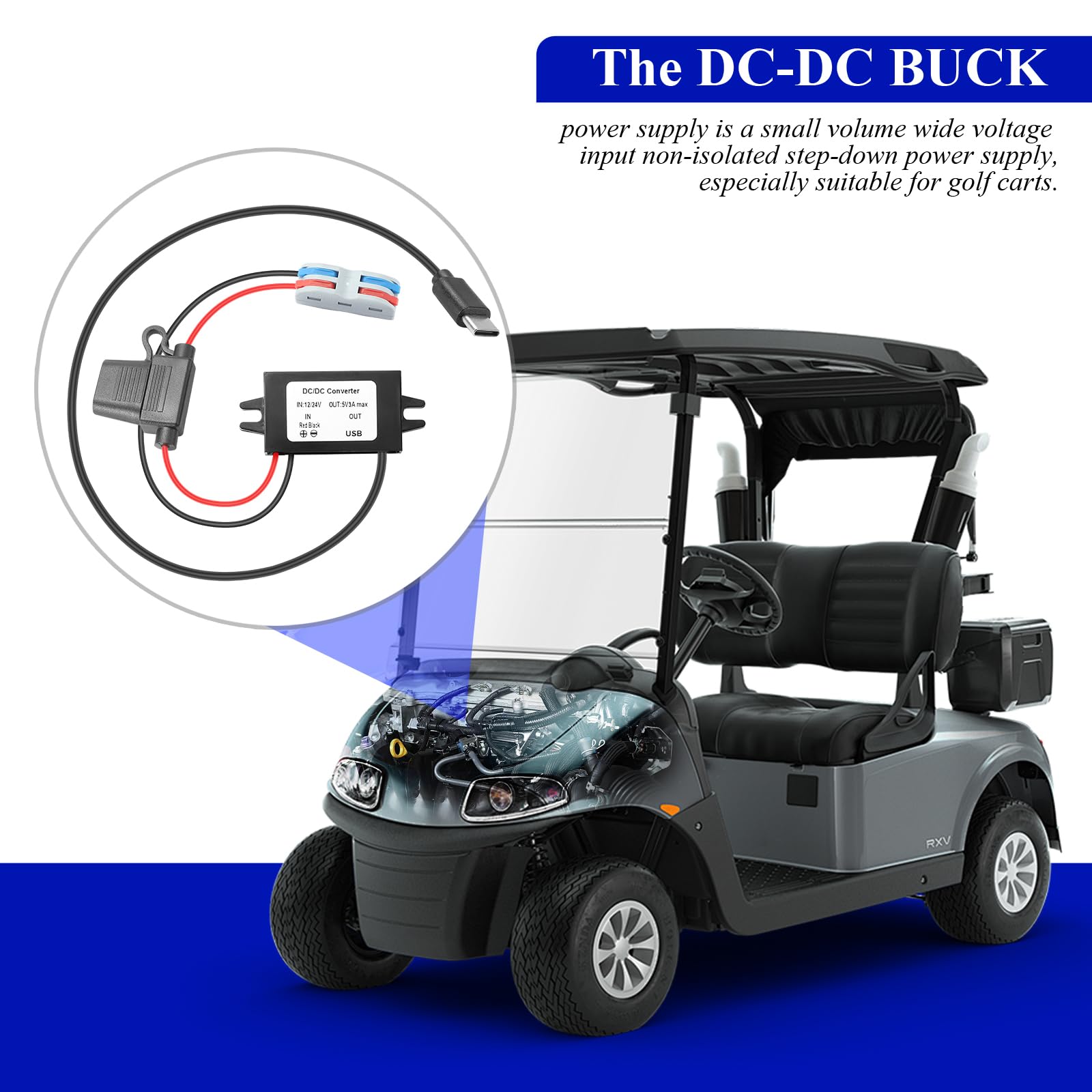 USB C Step down 12V/24V a 5V 3A 15W dc dc converter Buck Volt