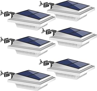 Solar Gutter & Fence Lights - 40 LED Outdoor Waterproof Security Lamps for Eaves, Garden, Landscape & Walkway (6PCS White, Warm Light)