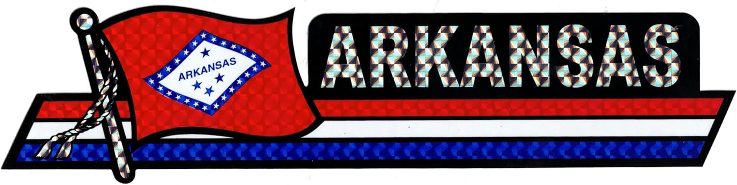 Pack of 50 Arkansas State Flag 3"x12" Reflective Decal Bumper Sticker DCX-504
