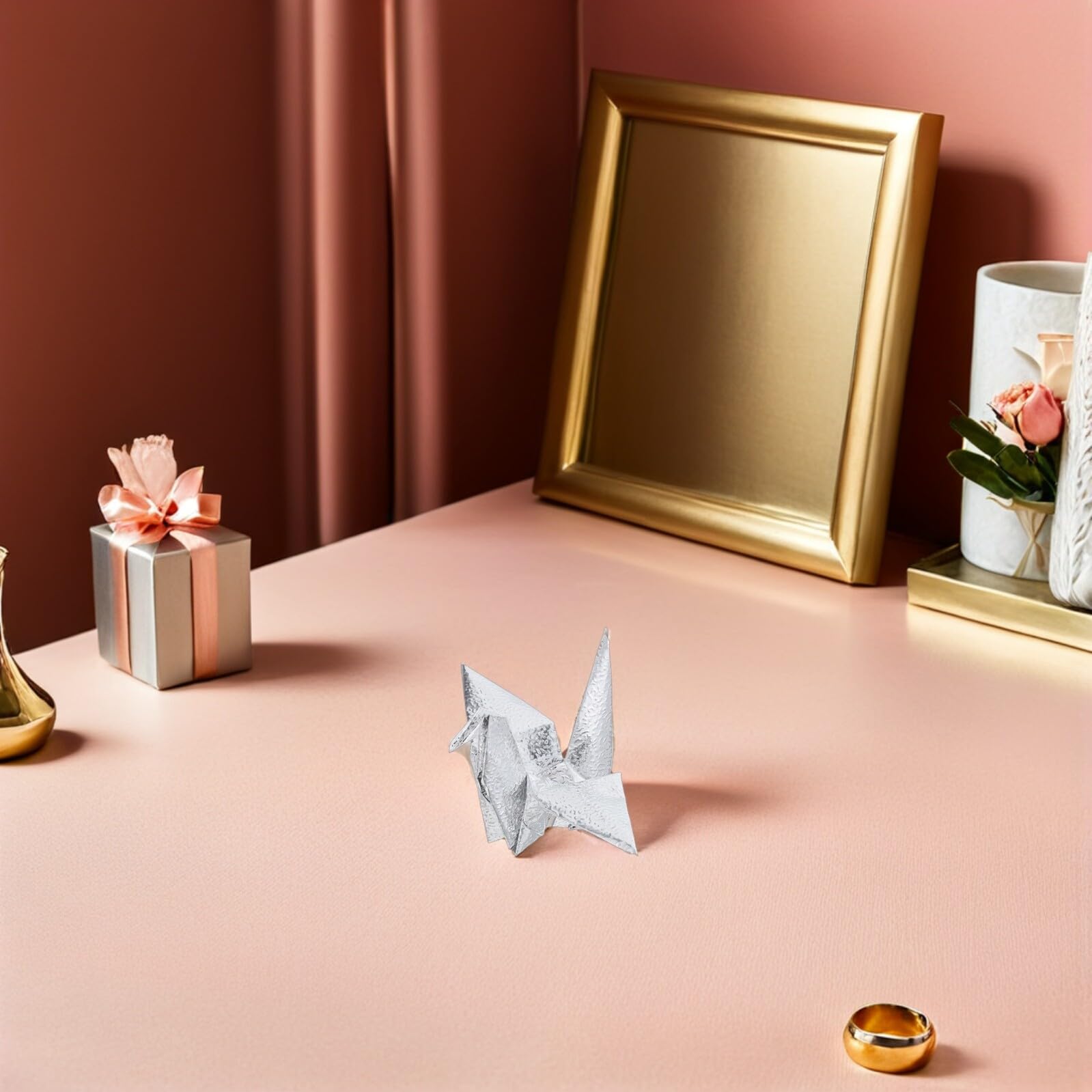 50 Gru Origami Argento Prefabbricate da 10 Cm Decorazioni Origami da Appendere per Matrimoni, Compleanni e Shower, Ciondoli Leggeri per Decorazioni Fai da Te e Allestimenti