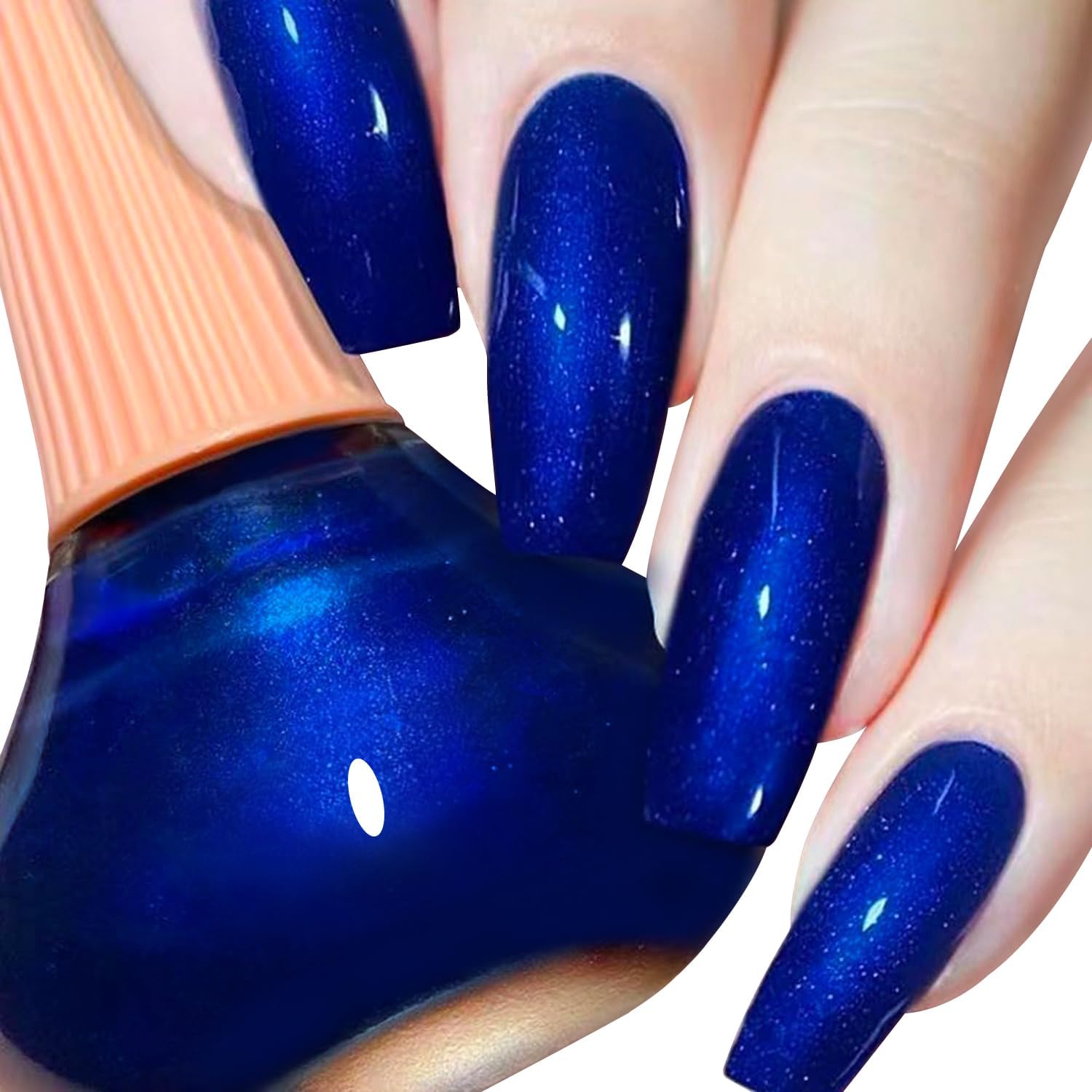 COSMOO Royal Blue Nail Polish 12ml, Shimmer Cobalt Blue Quick Dry Nail Lacquer, High Glossy Super Lustrous Nail Enamel Polish, Iridescent Ultrachrome Art Varnish, 0.41 fl oz