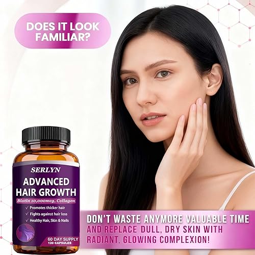 Miniatura 4 de Serlyn Vitaminas para el crecimiento del cabello  Fórmula botánica de apoyo capilar para un cabello más grueso y de aspecto más completo  Nutre las