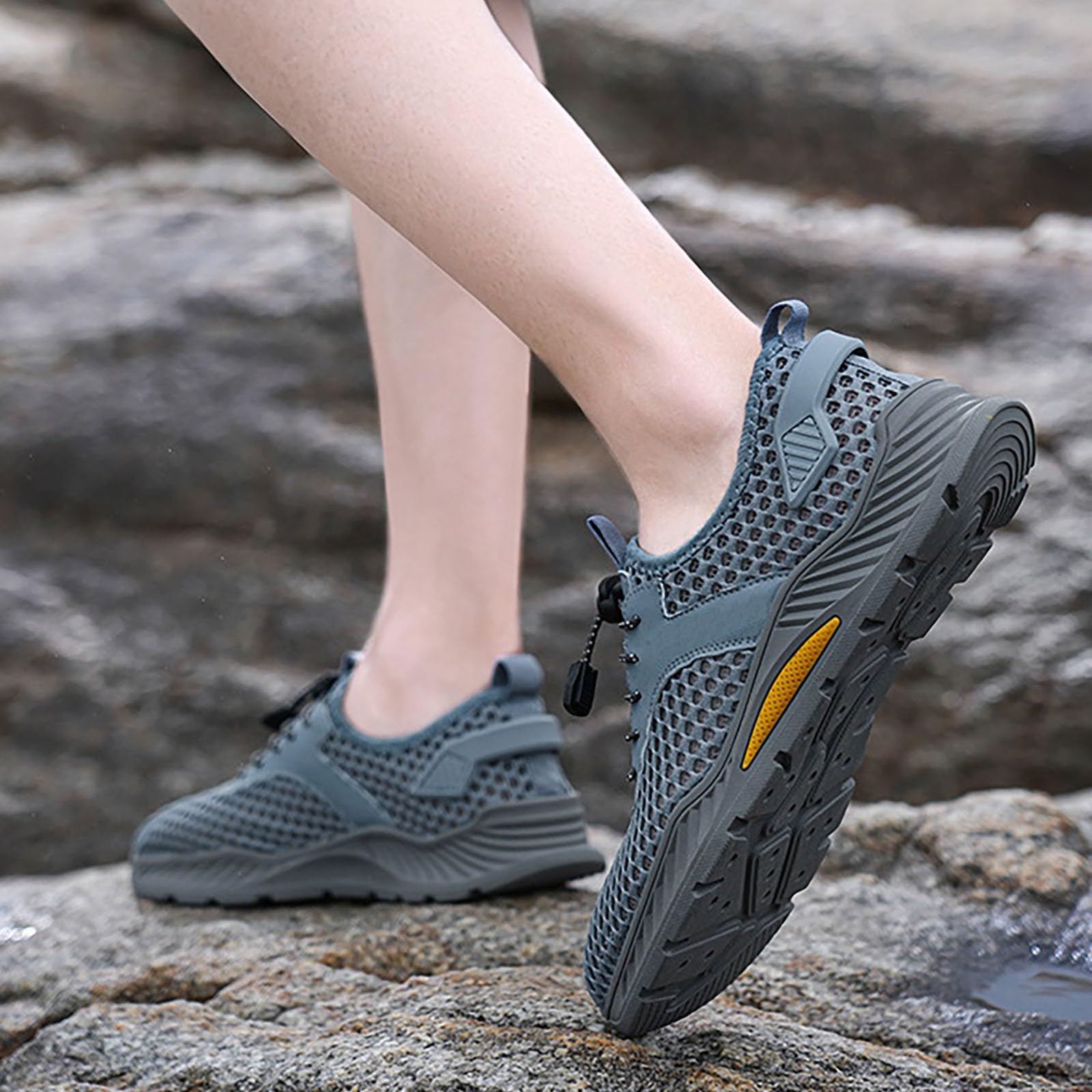 Schnell trocknende Aqua-Wasserschuhe für Herren Sportschuhe Wasserschuhe Herren Mesh Schuhe Gummisohle Turnschuhe Strandschuhe Aquasocken, Schwimmschuhe für Pool, Strand, Wandern, Laufen