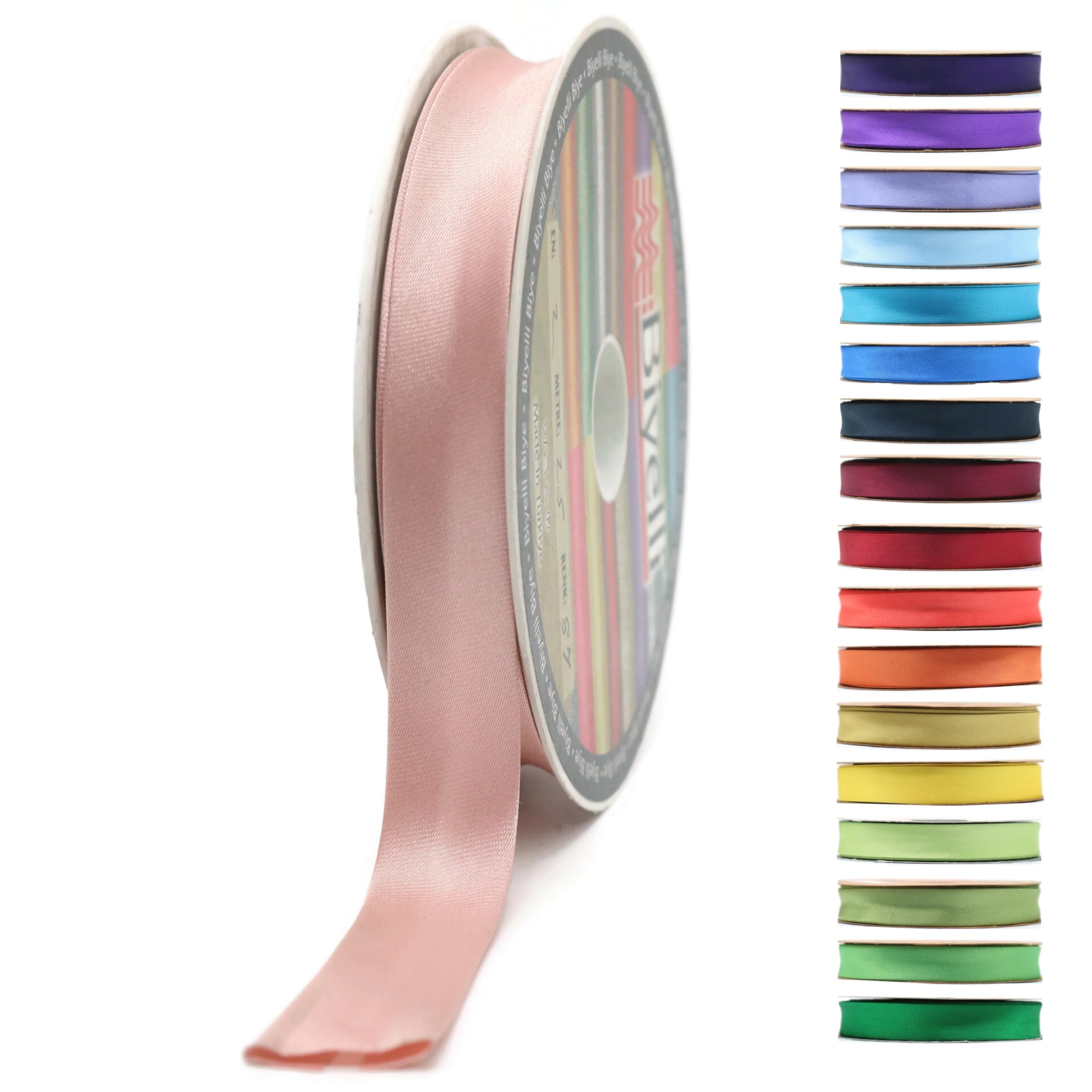 Fold Satin Bias Tape - 99+ Colors - 3/4 Inches Wide - 27 Yards - Fold Satin Binding Bias Ribbon Fabric Piping Bias Binding Tape for Sewing Clothing DIY (87. Blush Peach) BYS87