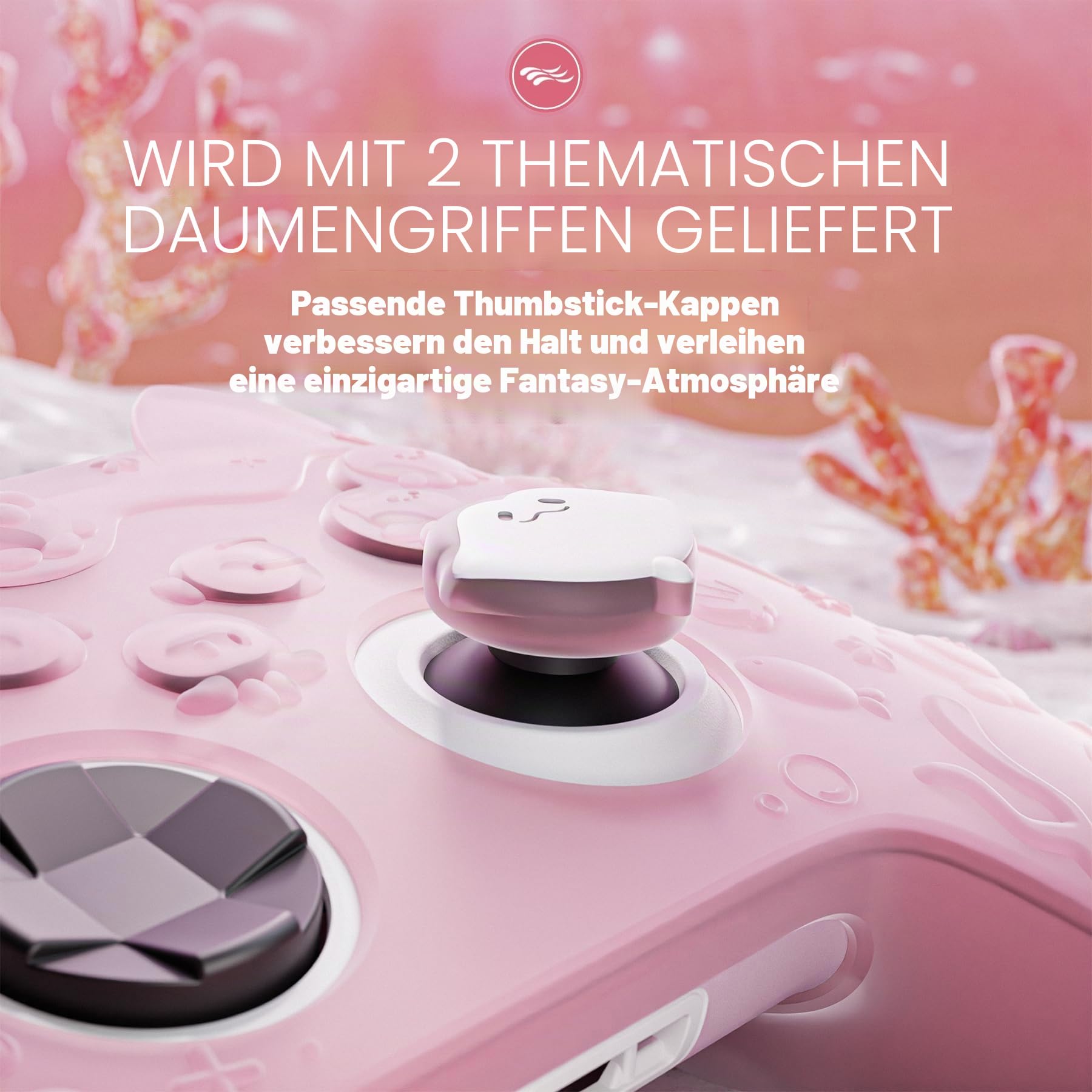 PlayVital Süße Schutzhülle für Xbox Series X/S Controller, Ocean Whisper Serie, Silikonhülle Cover für Xbox Series X/S Controller mit Joystick-Kappen&Schutzfolie, Rundumschutz (Pfirsichpink)