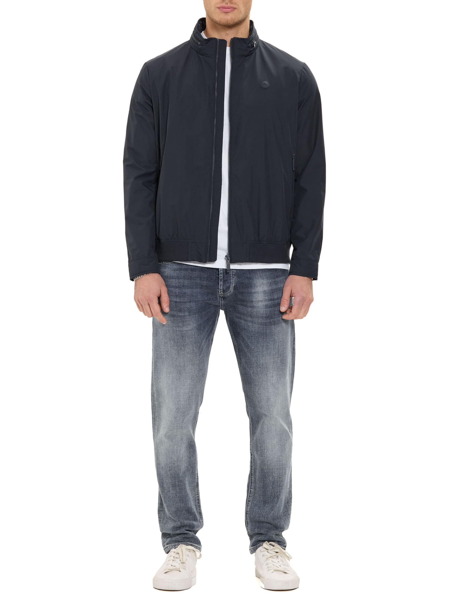 Redbridge Chaqueta de entretiempo ligera con capucha oculta en cuello alto, chaqueta informal para el tiempo libre para primavera y otoño