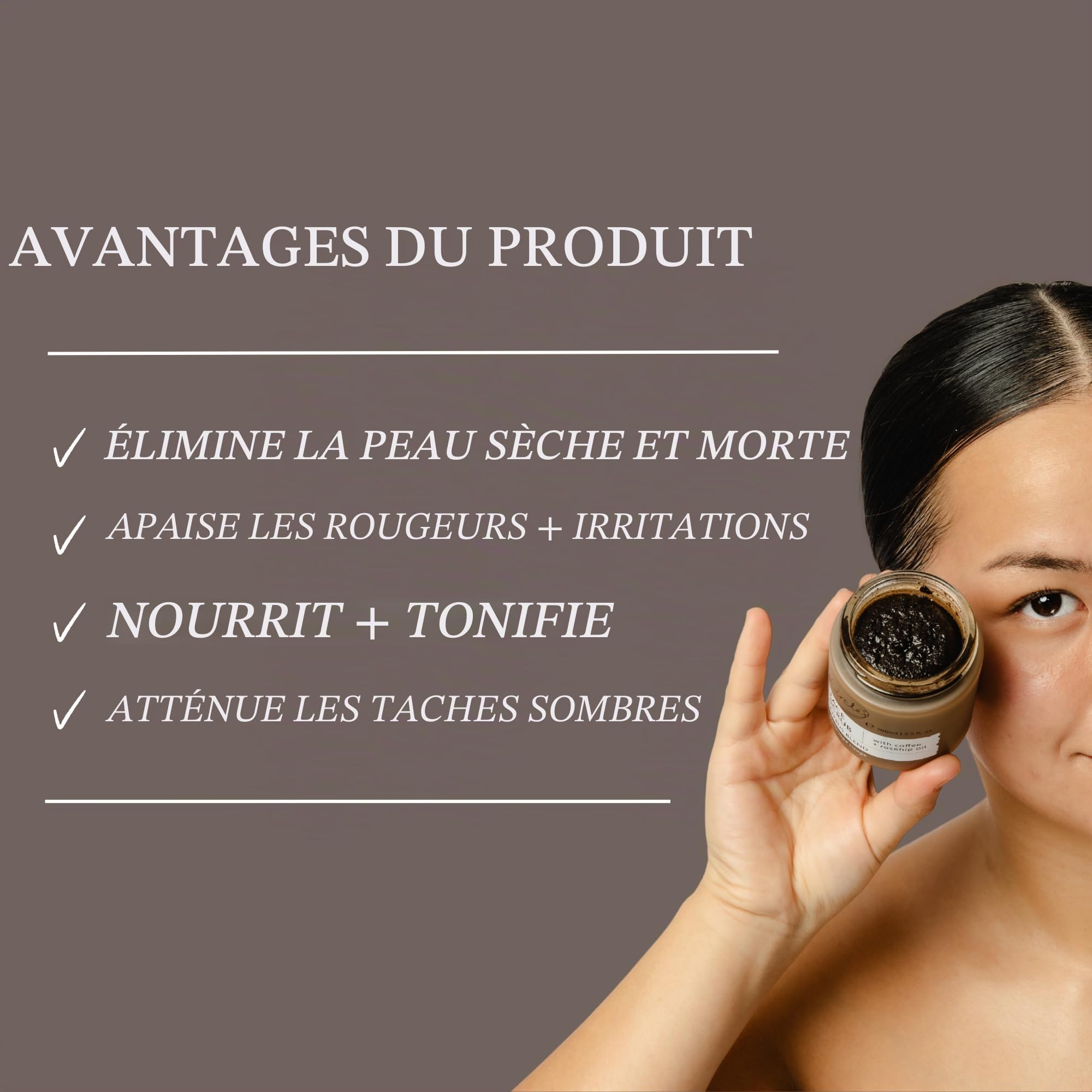 UPCIRCLE Exfoliant visage au café pour peaux sèches, naturel, végétalien, exfoliant pour le visage doux et lisse, orange, 100 ml