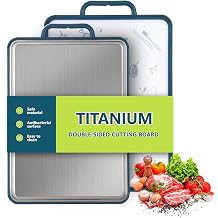 Titanium Cutting Board for Kitchen, Titanium & PP Double Sided Cutting Board with Deep Juice Groove, Non-Slip Dishwasher Safe Chopping Board for Meat, Vegetables and Fruits, 15.7 x 10.6 Inches
