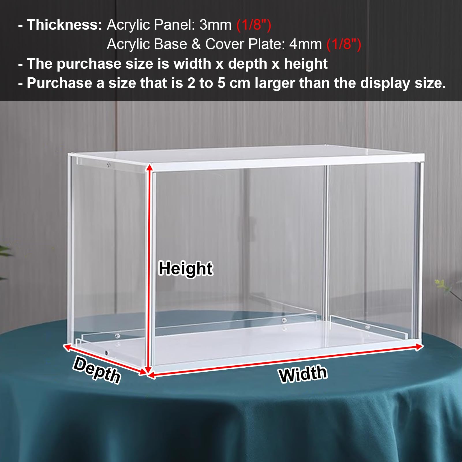 Caja expositora de acrílico, Vitrina de acrílico Transparente con Puerta corredera, Caja a Prueba de Polvo de 8 a 24 Pulgadas de Alto para coleccionables, Figuras y trofeos - Solución de ALM