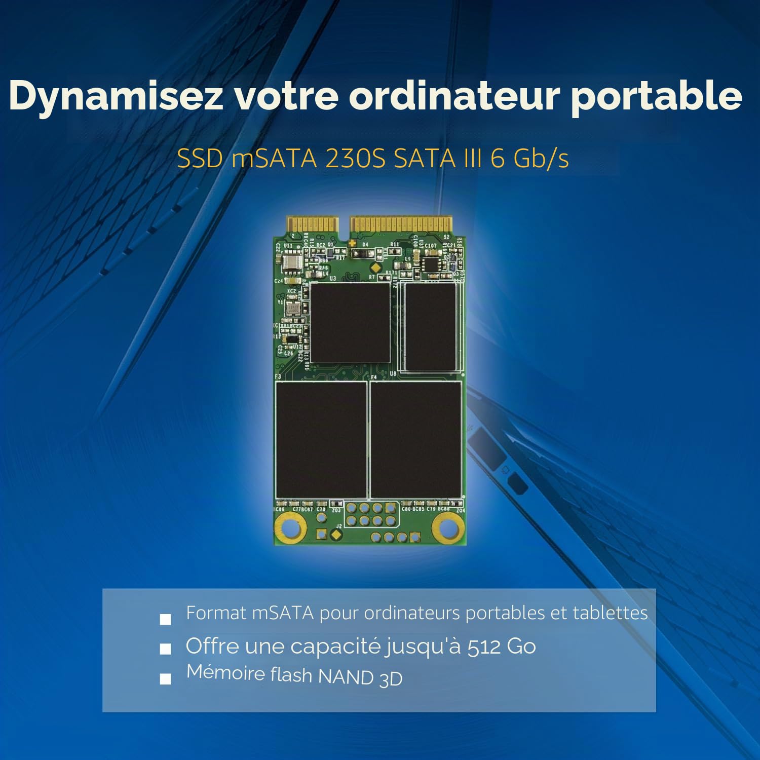 Transcend MSA230S SSD mSATA 128GB SATA III 6 Go/s 3D TLC NAND - TS128GMSA230S