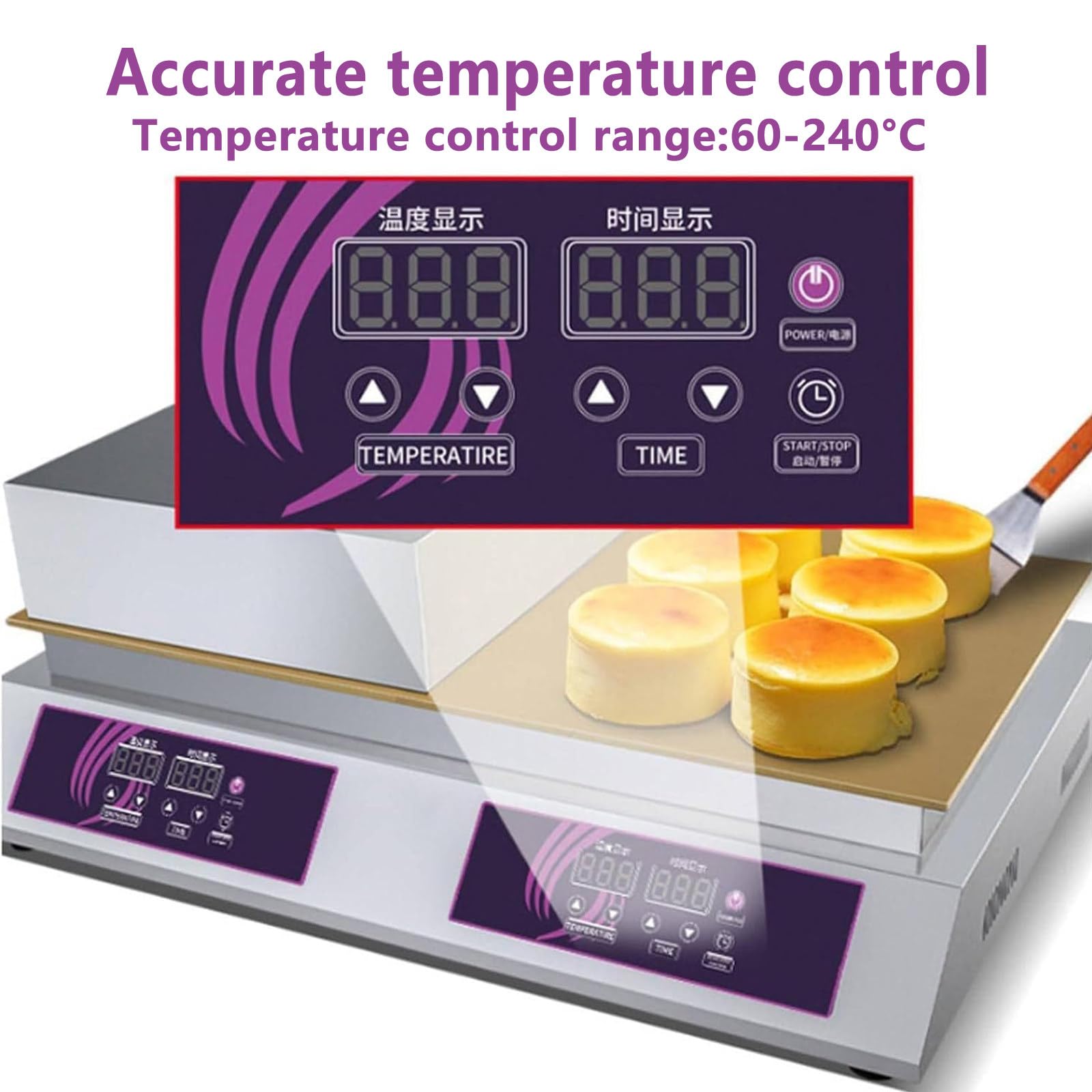 Máquina para Hacer soufflé | Máquina Japonesa para Hacer panqueques y soufflé | Máquina dorayaki con Cobre | Plancha eléctrica Comercial | Máquina para Hacer panqueques,1head