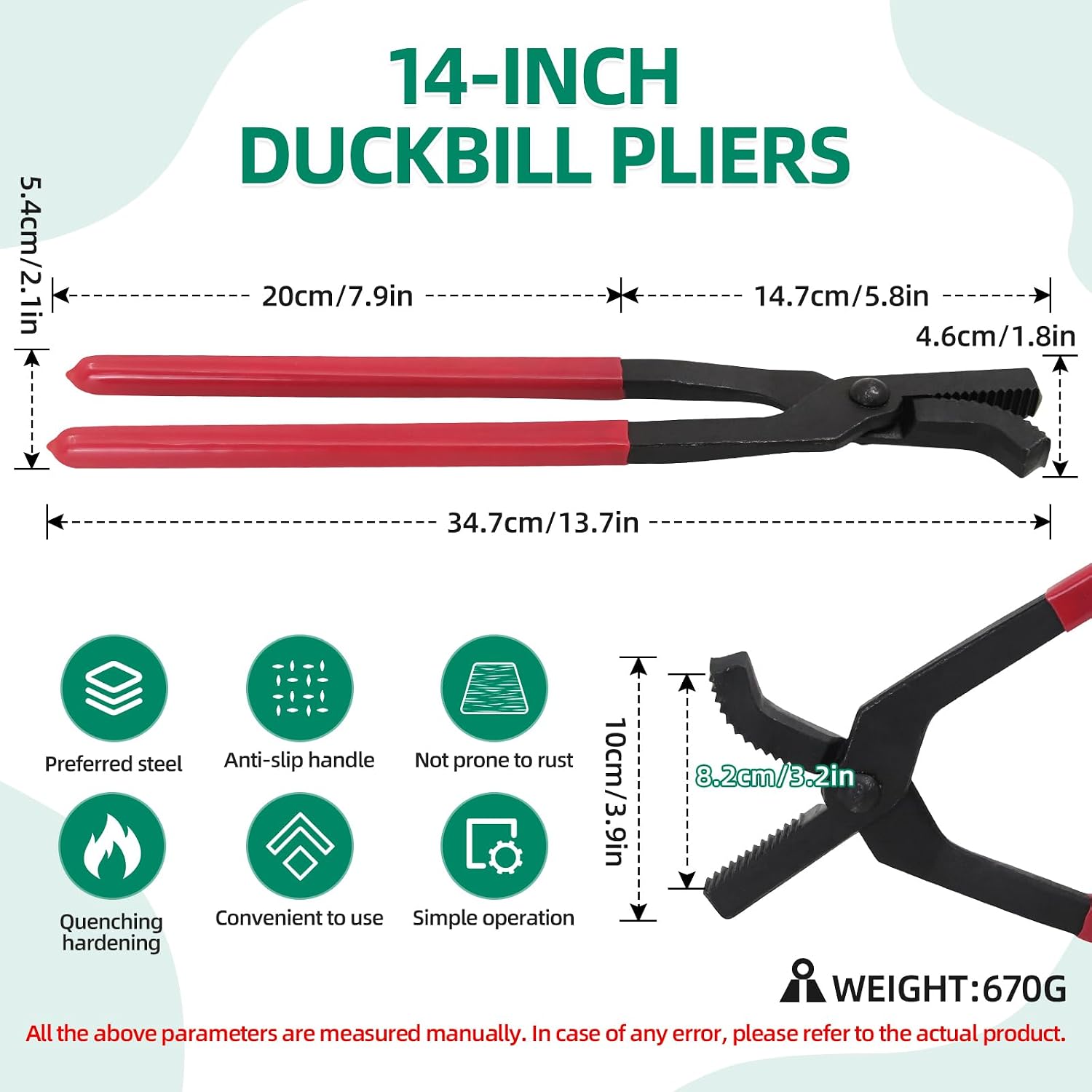 14" Hoof Nail Clincher, Professional Horseshoe Pliers Farrier Tool | Steel Horseshoe Nails Clincher Tool with Coated Anti-Slip Handle, Heavy Duty Nail Bending Pliers for Trimming Horse Hooves