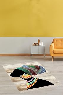 Pelangi Afrika Desenli Afrikalı Kadın Dijital Baskı Halı Yıkanabilir Halı, Mix Color 100 x 100