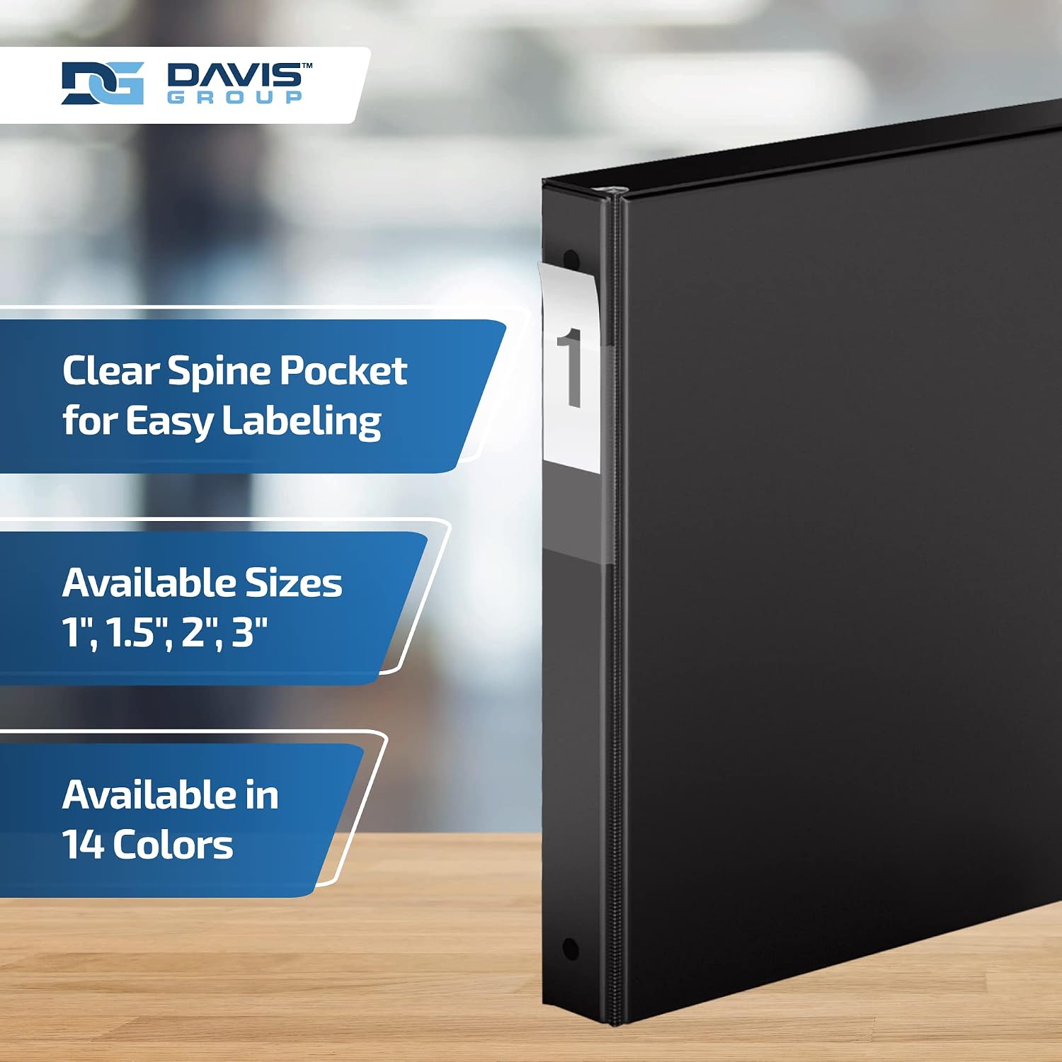 Premium Economy 3-Ring Binder, Spine Label, 1" Round Rings, Black, 6 Pack image 4