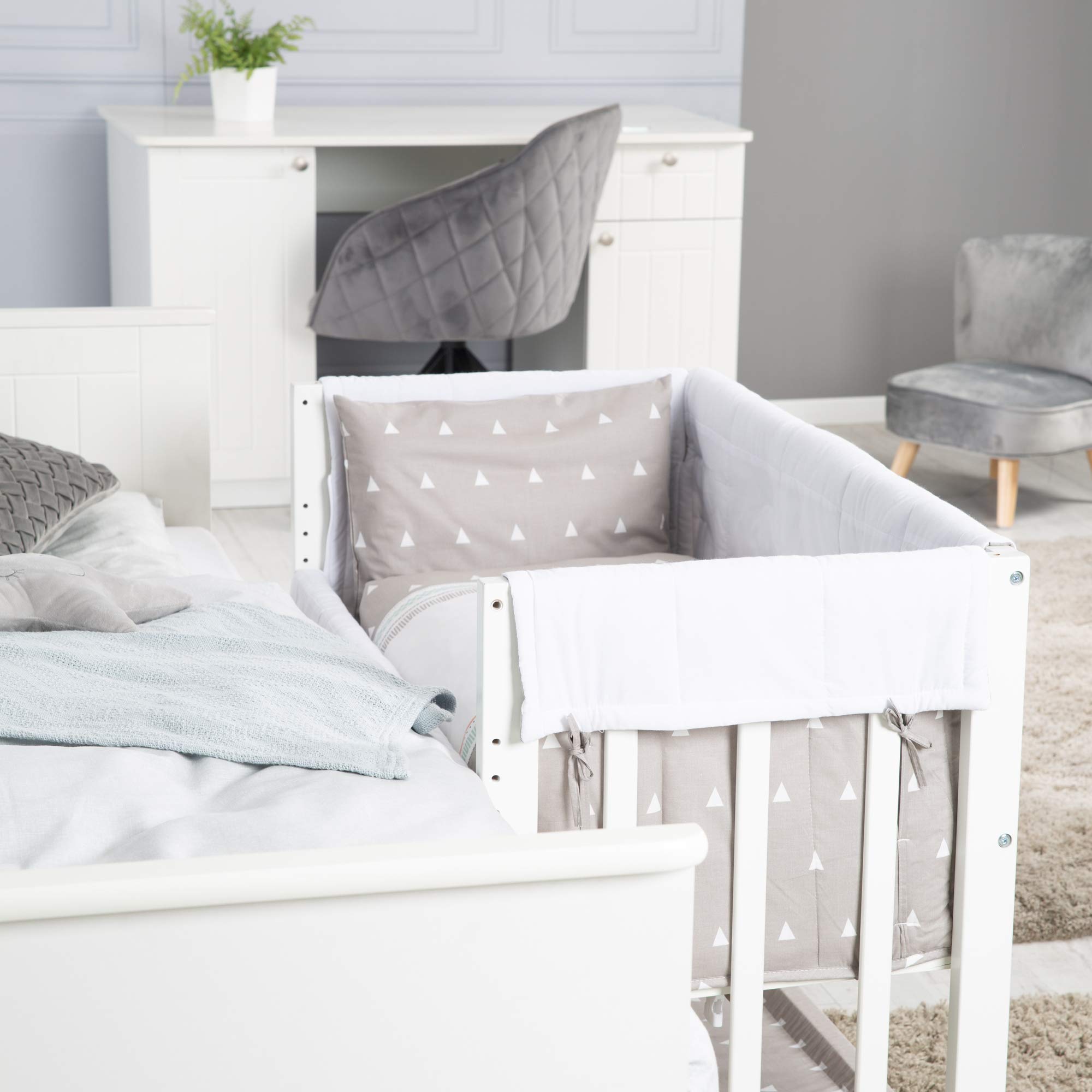 roba Culla 4 In 1, Letto Laterale 'Indibär', Lettino, Culla E Panca Per Bambini, Bianco - 16250 g