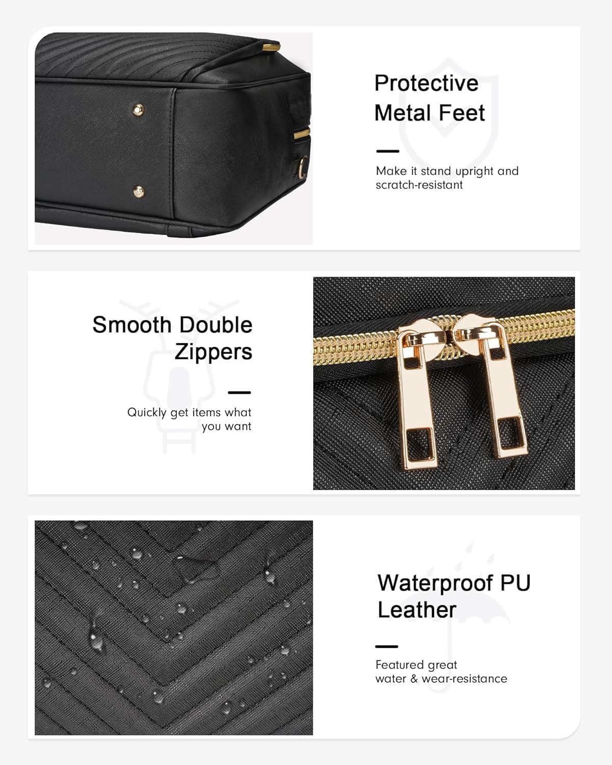 Taygeer Torba Na Laptopa Dla Kobiet 17 Cali, Torba Na Laptopa, Wodoodporna Skórzana Torba Na Ramię, Duża Pikowana Torba Typu Cabrio Do Biura, Pracy, Szkoły, Czarna