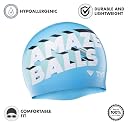 TYR Amaze Balls Silicone Swim Cap (Blue/White) gallery image