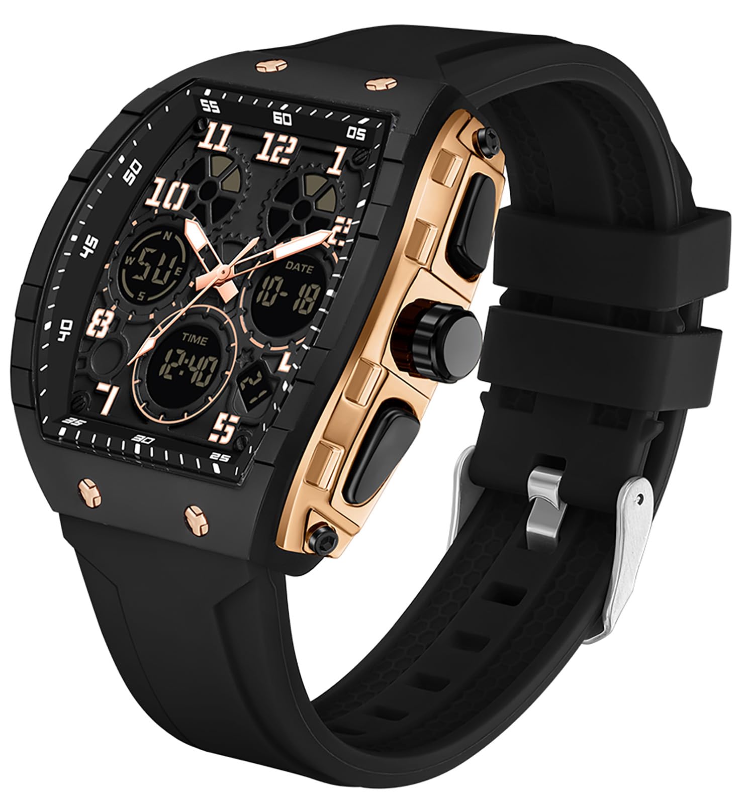 MASTOP Orologio sportivo multifunzione da uomo, con sveglia, conto alla rovescia, cronometro, calendario, cinturino in silicone impermeabile