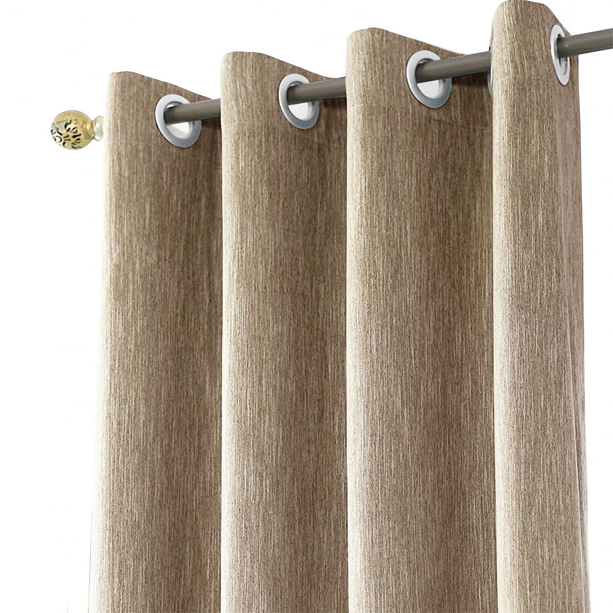 Melodieux 1 Pieza Cortinas Opacas para Salón y Dormitorio Cortinas Termicas Aislantes para Puertas Exteriores, Marrón/140x245cm