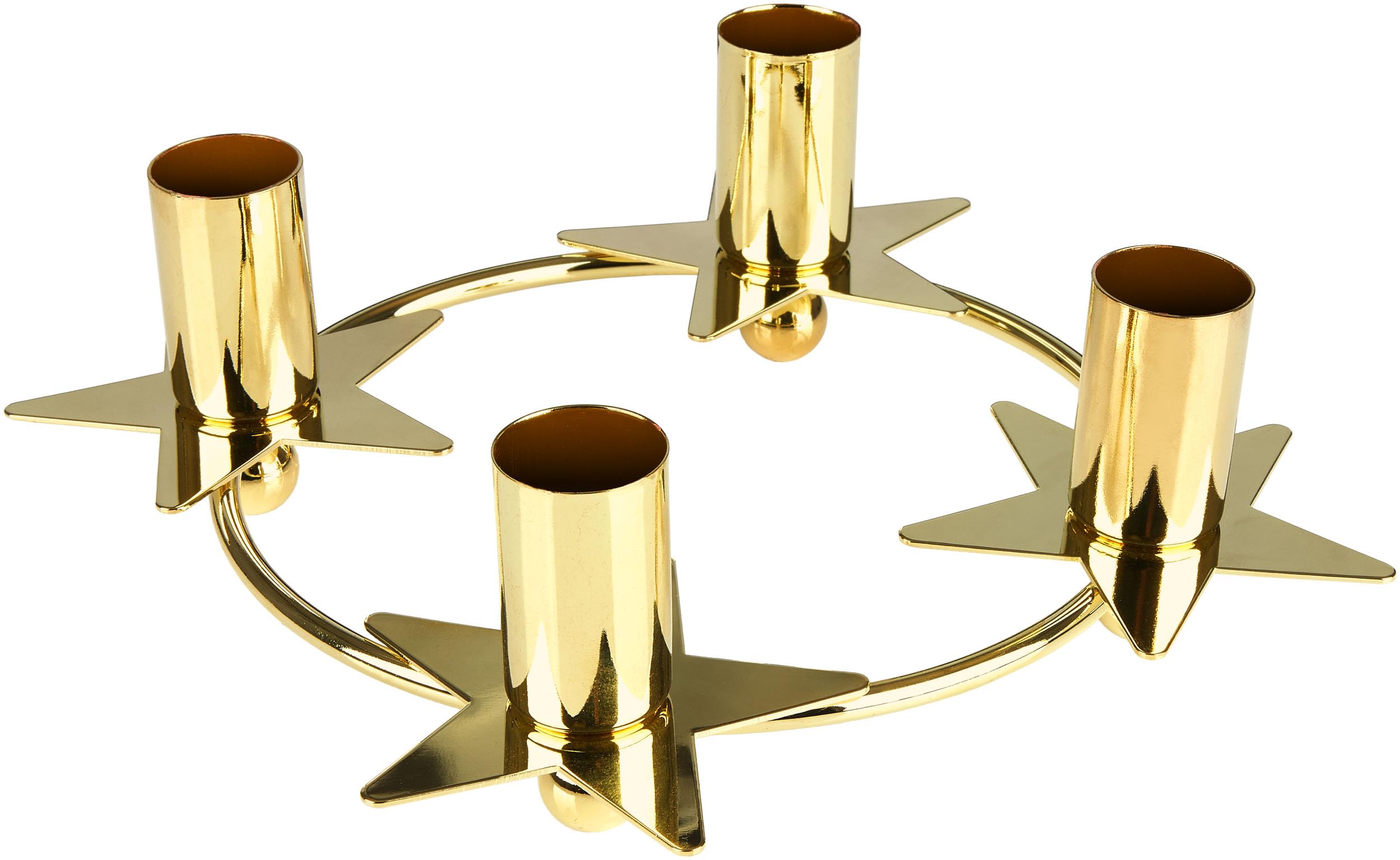 Brubaker Gold Candle Holder For 4 Candles - 8.7 Inches (22 Cm) Advent Wreath Ring For Stick Candles With 0.9 Inch (2.2 Cm) Diameter - Candle Holder For Advent Wreath And Christmas Decoration