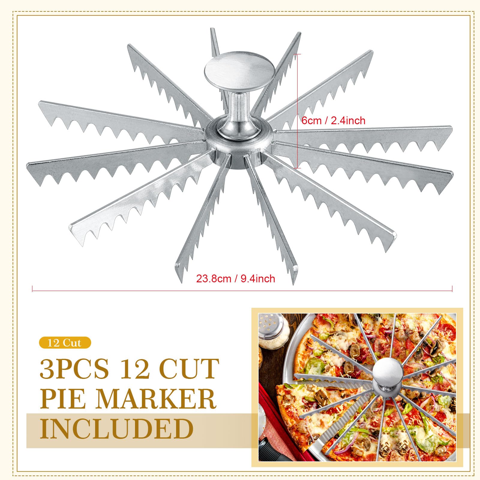 Hushee Torten- und Kuchenmarker, Aluminiumlegierung, Richtlinie und Portionstrenner, Kuchenschneider, Silber, Tortenschneider, Backutensilien, Küchenzubehör, Kochzubehör für Pizza (12 Schnitte)