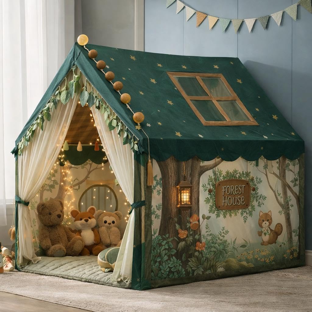 Colorfull and Light Weight Children Play Tent House for 3 to 10 Years Old Kids Girls and Boys Light Weight and Foldable Children Toys,Indoor and Outdoor Kid Tent Houses (Forest Tent House)-picture-26