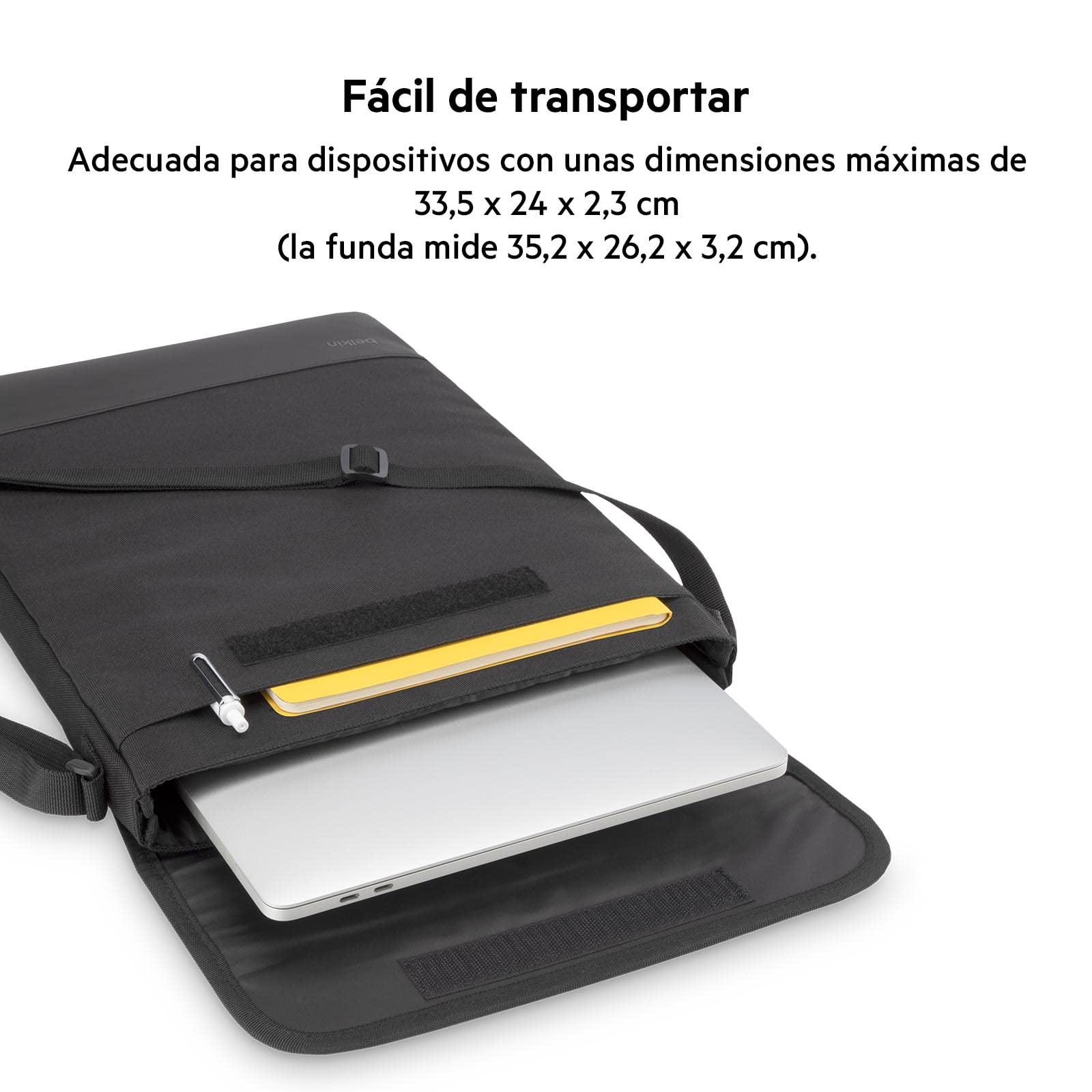 Belkin Funda para portátiles, tabletas y ChromeBooks de 11 a 13 Pulgadas, también Compatible con MacBook Pro 13, Air, iPad Pro 11, 12,9, con Correa de Transporte para el Hombro