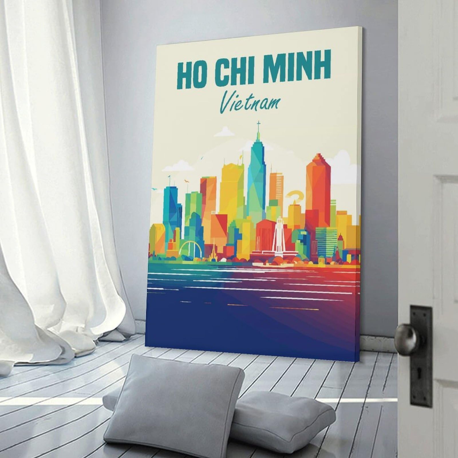 Junmoney Decorative Canvas Print Ho Chi Minh Vietnam, 24x36inch(60x90cm), for Office, Study Or Home Workspace, Decorative Artwork for Productive Spaces