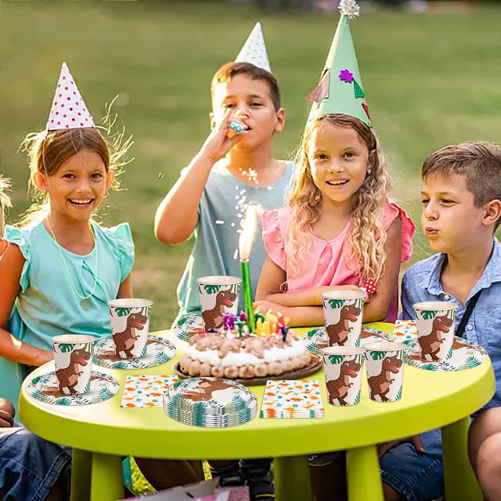 8 Dino-Party-Teller Mit T-Rex Motiv – Ca. 23cm Durchmesser Aus Pappe Für Kindergeburtstag