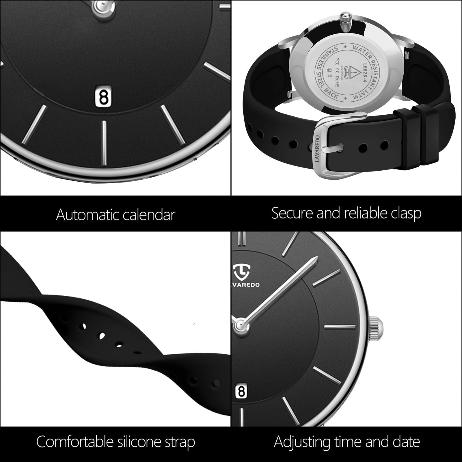 aswan watch Reloj Analógico de Cuarzo para Mujeres y Hombres con Correa de Silicona o Cuero,Reloj Clásico y Elegante para Mujer con Fecha,Caja de 39 mm,2 Agujas,Reloj Ultra Delgado