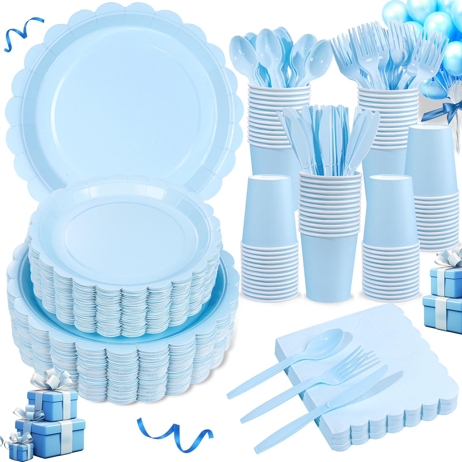 Ivory Paper Plates & Napkins - 50 Guest Party Set -10