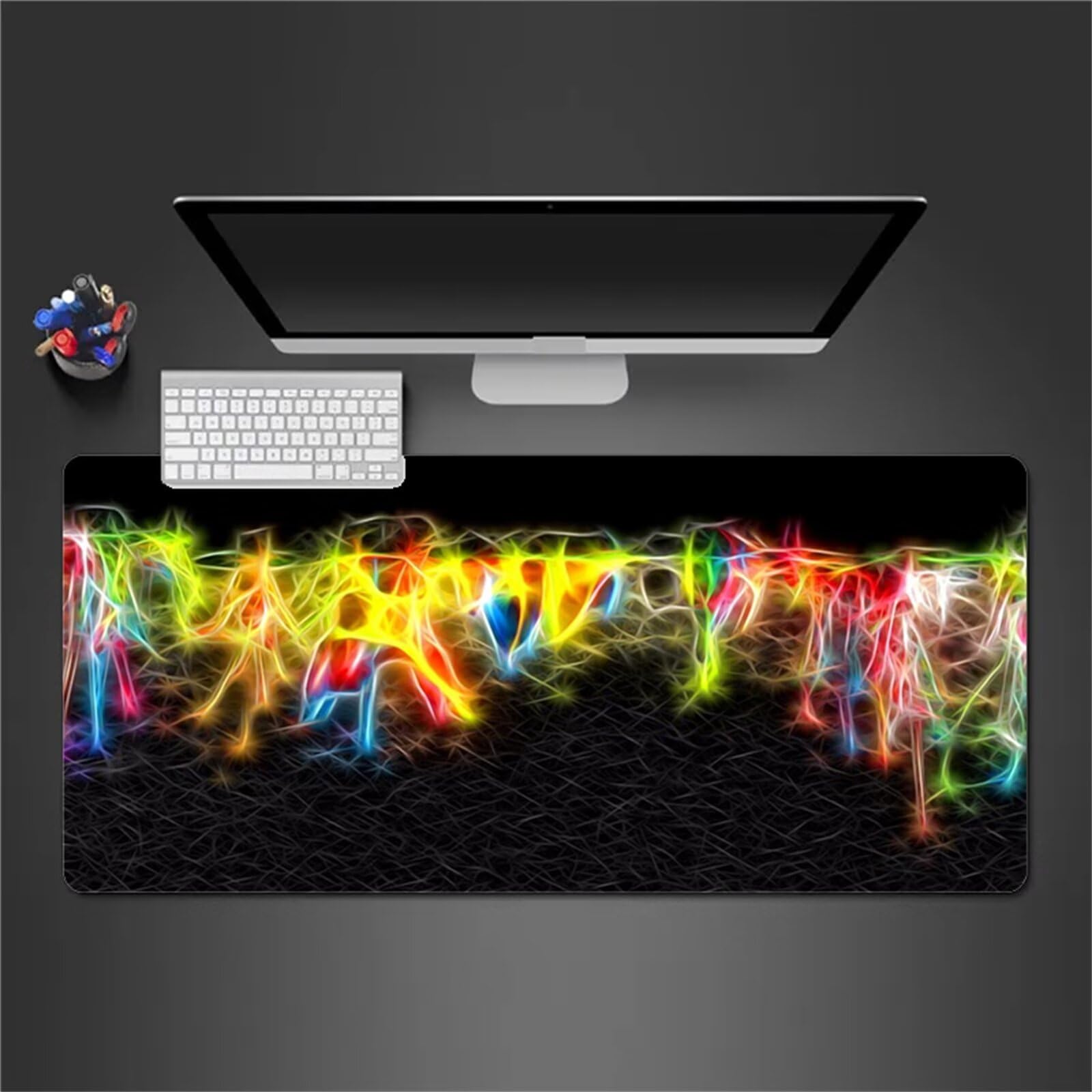 Alfombrilla Raton Gaming XXL 1200x600x2cm Alfombrilla de Ratón Grande Alfombrilla Gaming de Escritorio con Base Antideslizante para Gamers PC y Portátil (Línea Abstracta)