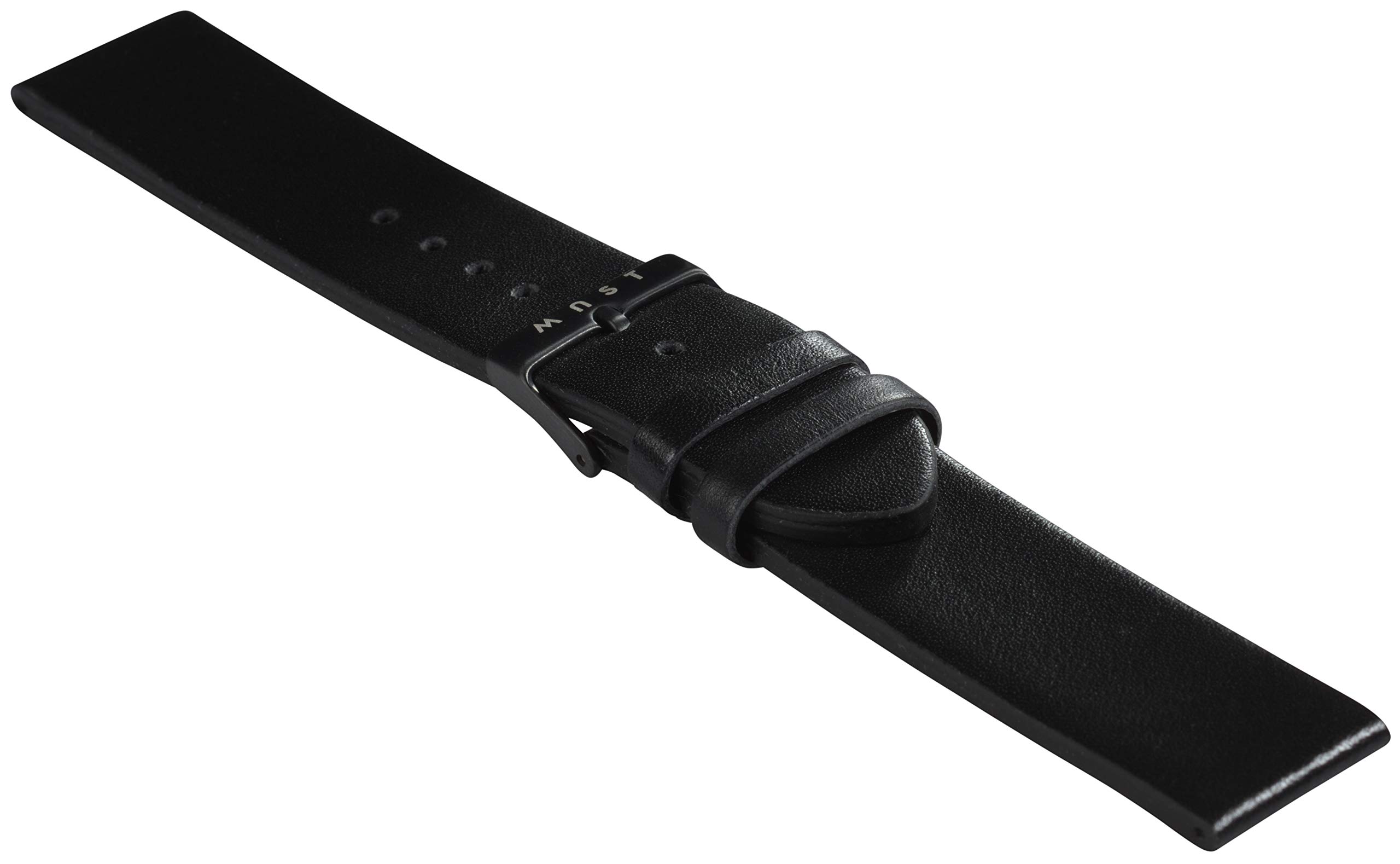 MAST MILANO Men's Leather Strap 20 mm with Black Buckle Black