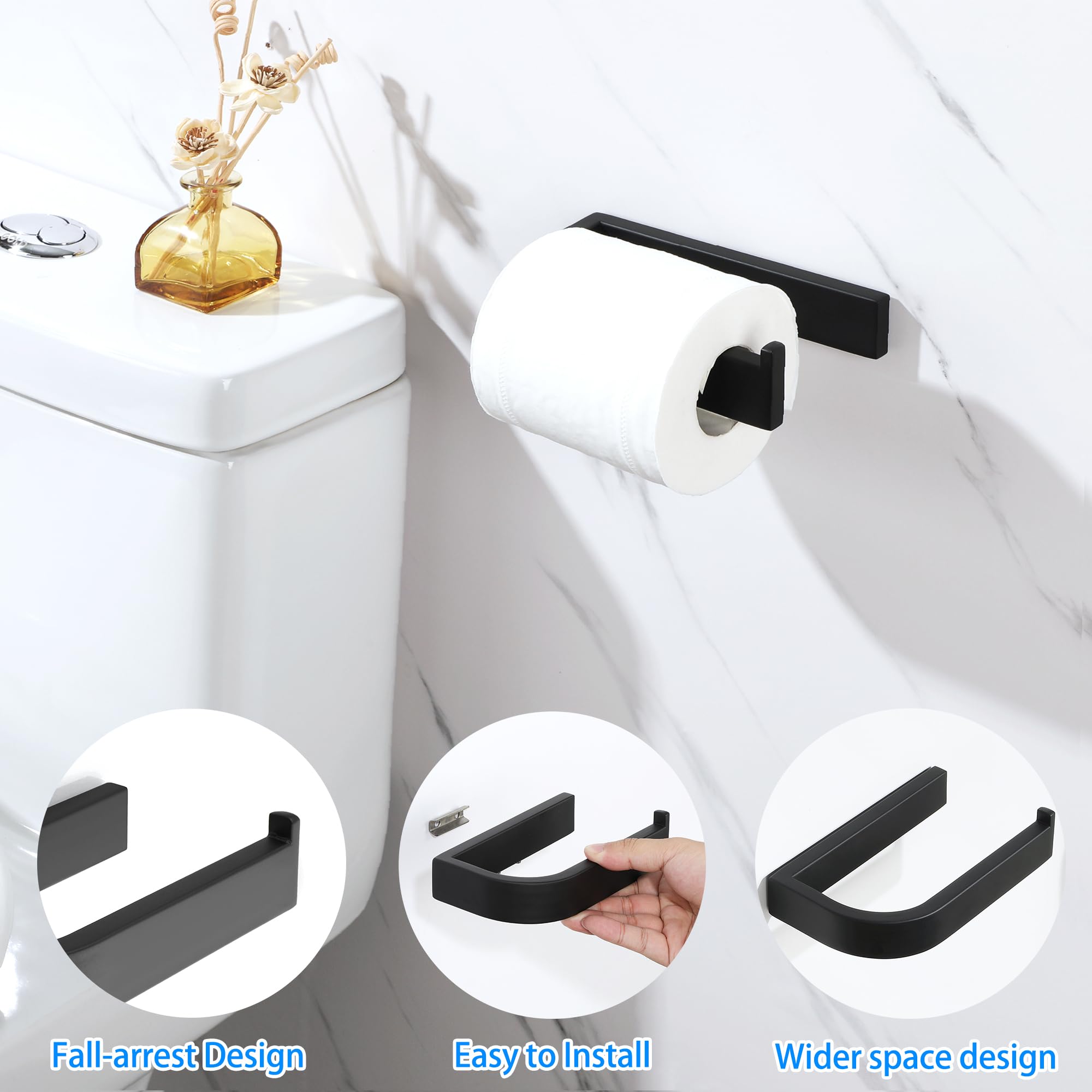Mooche Black Toilet Roll Holder Wall Mounted, Toilet Paper Holder - Image 4