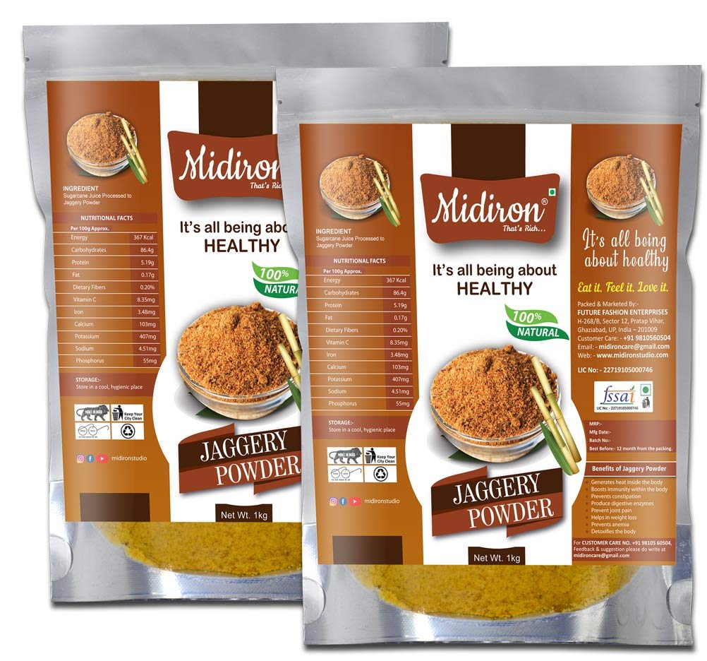 Midiron Jaggery Powder |Desi Gud Shakkar | NO HIDDEN SUGAR | Organic Jaggery Powder for baby Kids Toddlers Adults Babies |Jaggery Powder |(Packs Of 2) - 1 Kg Each (B0BZYW2VRP) Amazon Price History, Amazon Price Tracker