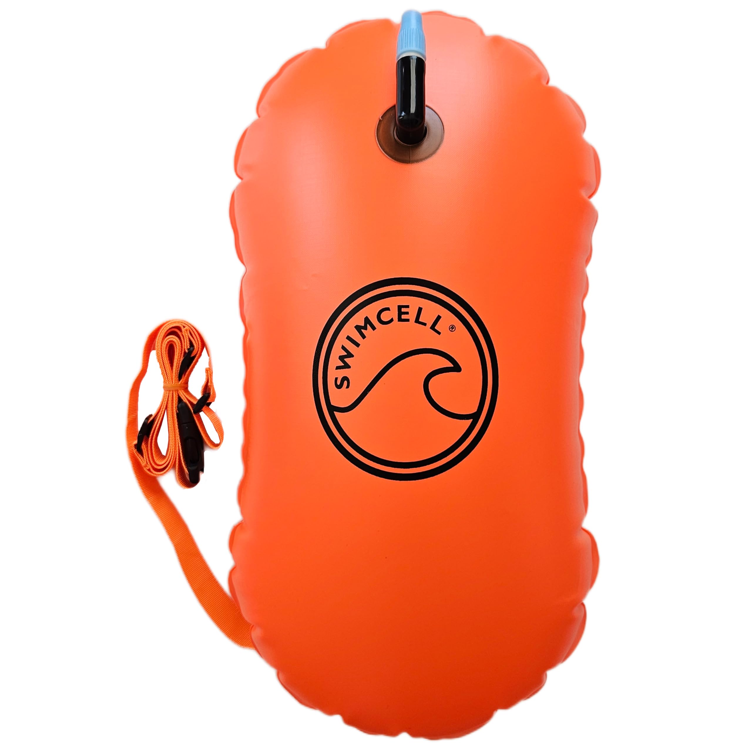 SwimCell Tow Float For Open Water Swimming. Lightweight 130g - 13L Simple Bubble Swim Buoy For Adults - For Cold Water Sea And Lake Swimming. Includes Attached Waist Strap. Orange โ image 1
