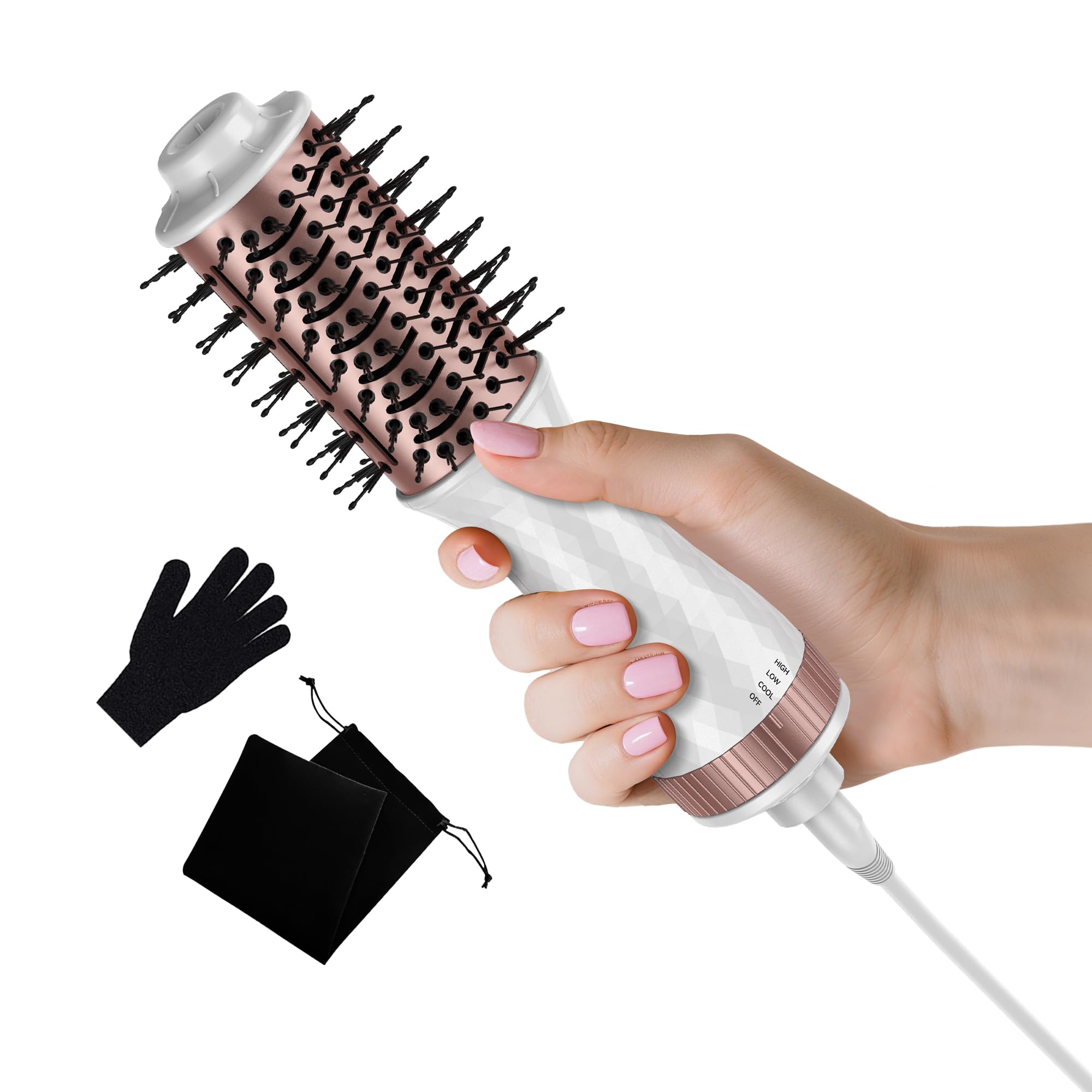 MINI Warmluftbürste Fönbürste Rundbürstenföhn MINI, Haarbürste elektrisch, Travel 4-in-1 Haarföhn Bürste und Styler Volumizer, Heissluftbürste, Haarglätter Bürste