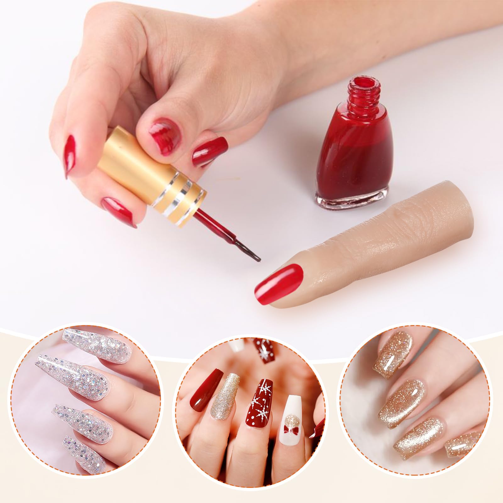 FRCOLOR Silicone Practice Hand for Nails Flexible Fake Finger Model for Manicure Training Reusable Nail Art Tool for Beginners and Salon Artists - Image 2