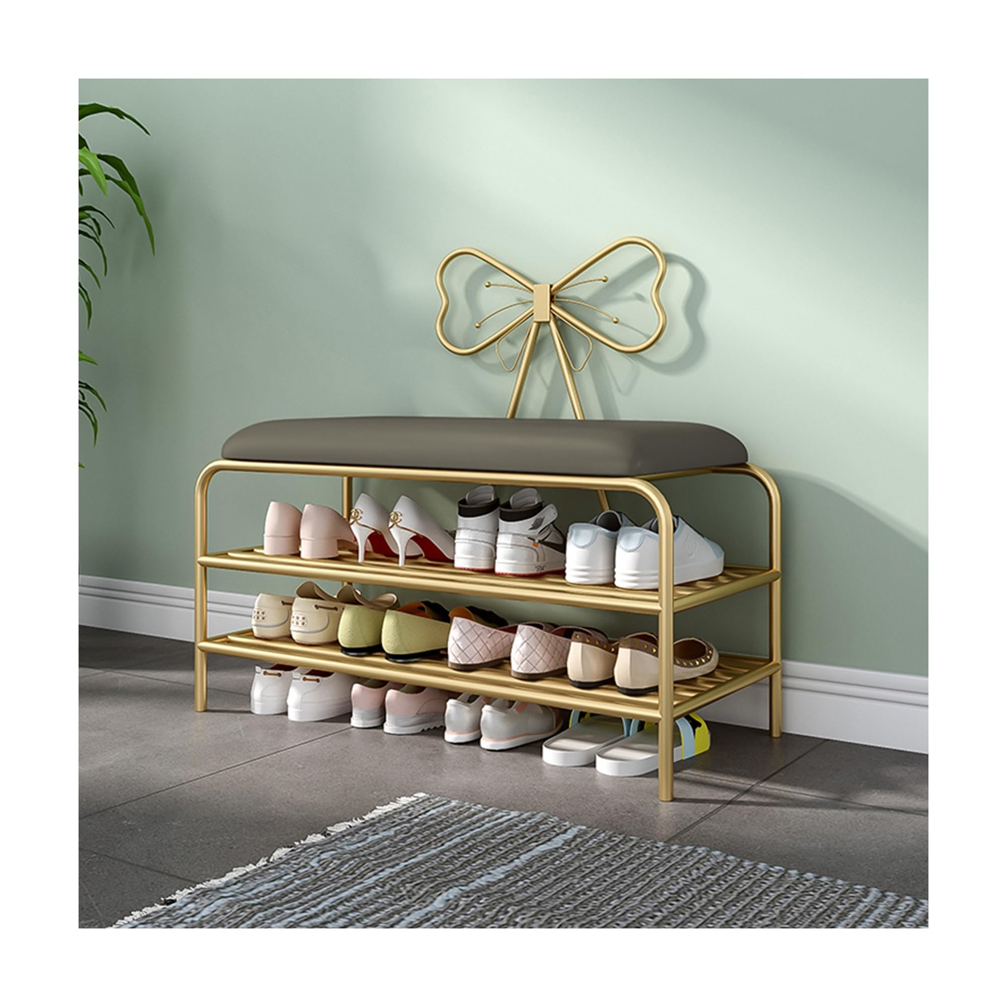 Banc de rangement à chaussures noir 60cm avec coussin pour entrée