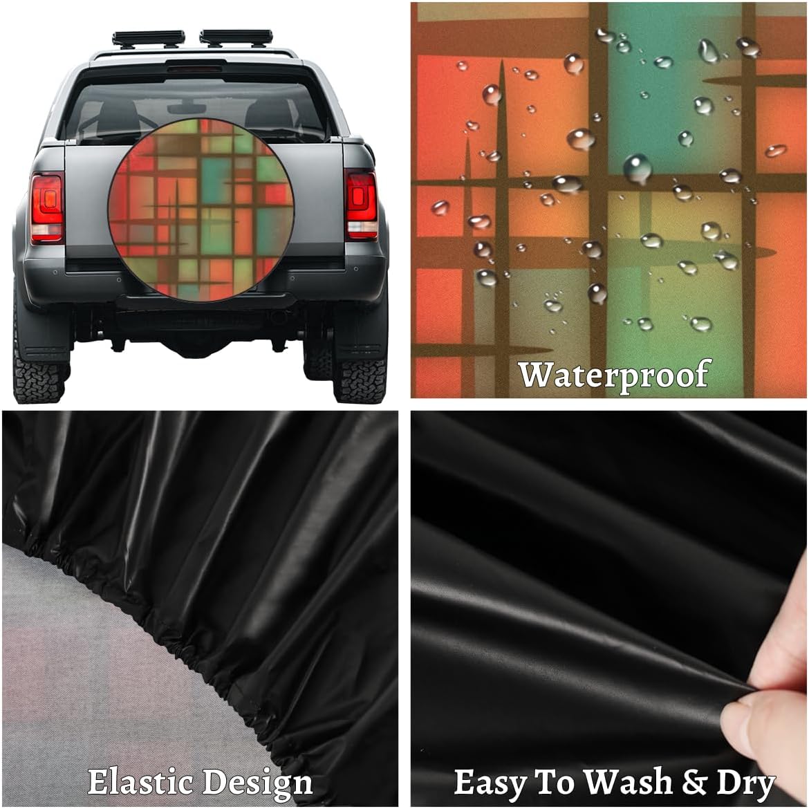 Abstract Painting Tire Covers Portable Spare Tire Cover Soft Durable Waterproof Dustproof Set of 4 Bags 14 Inches for Car Truck SUV Trailer Camper