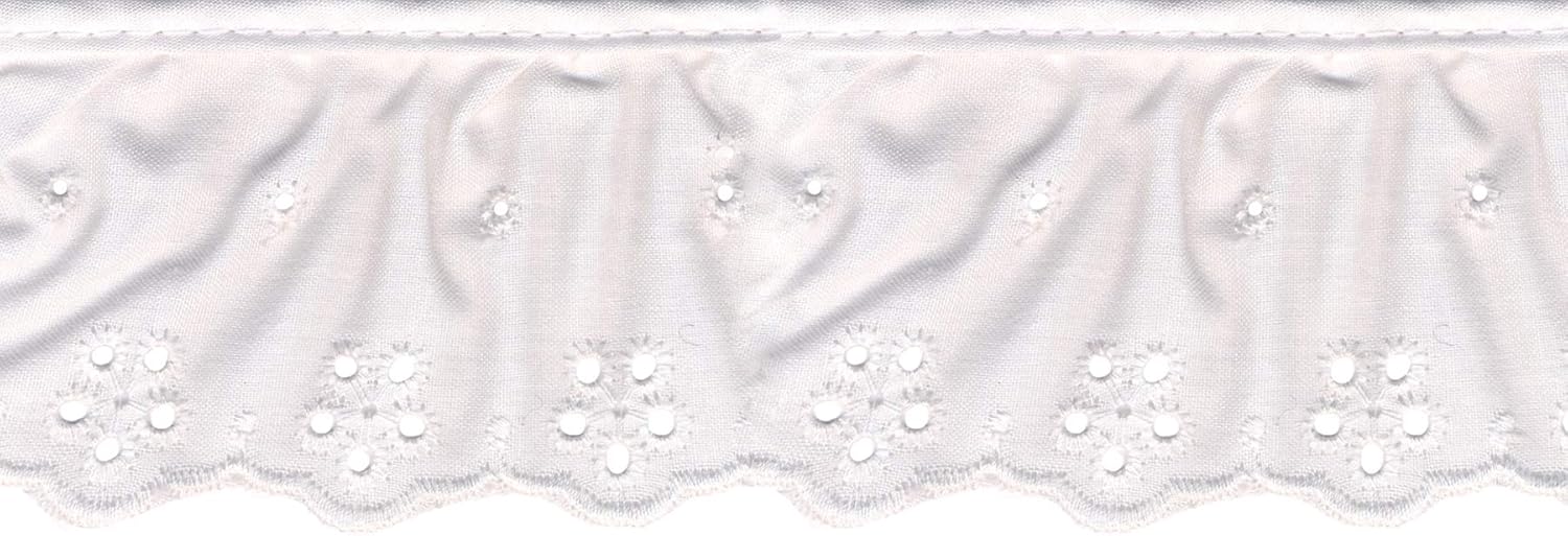 Wrights 1862470030J Ruffled Eyelet Trim, 2" x 10 yd, White