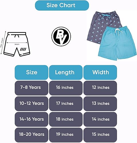 Miniatura 5 de BROOKLYN VERTICAL Paquete de 2 trajes de baño para niños, pantalones cortos de secado rápido para piscina, playa, verano