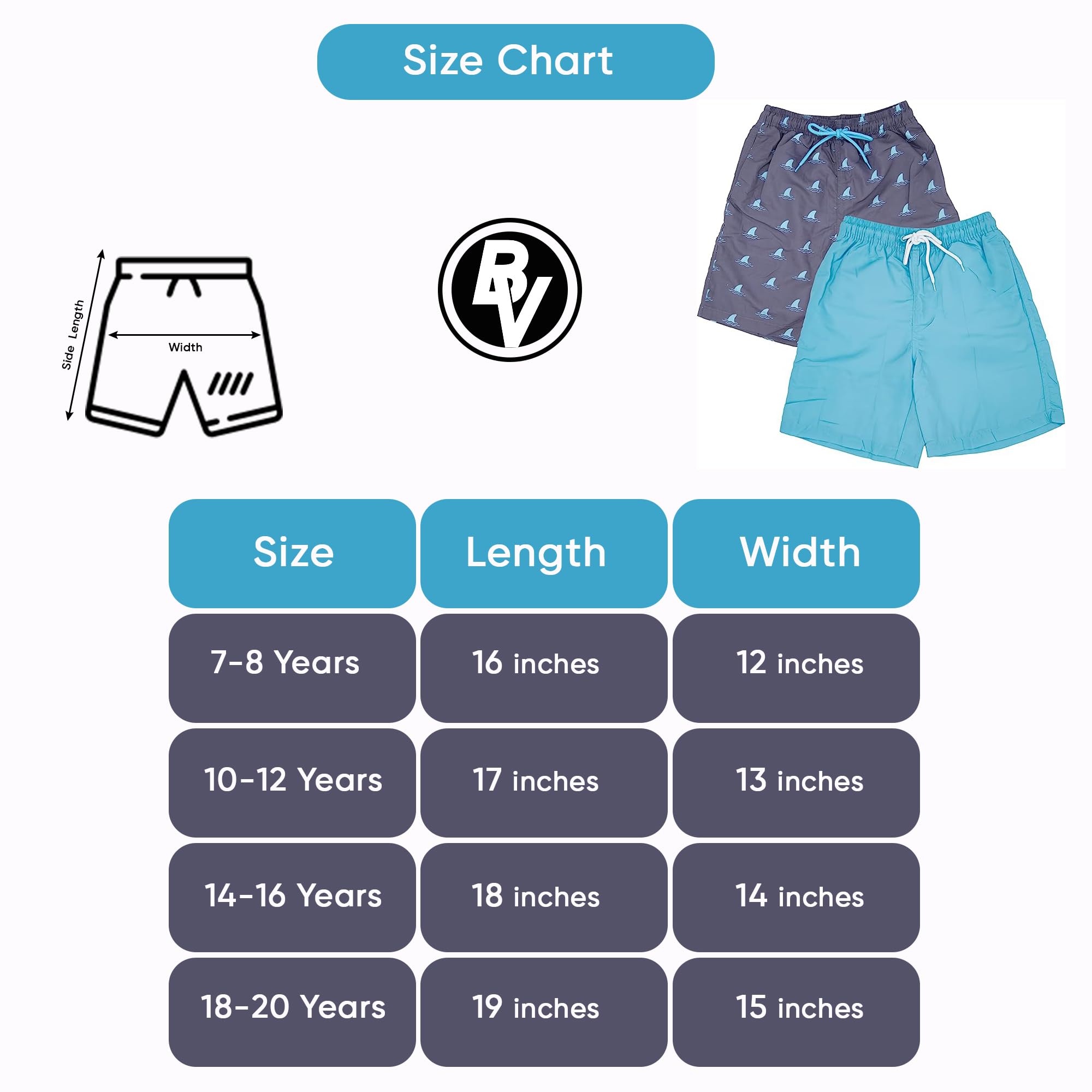 BROOKLYN VERTICAL Jungen Badehose, schnelltrocknend, Boardshorts für Pool, Strand, Sommer, 2er-Pack