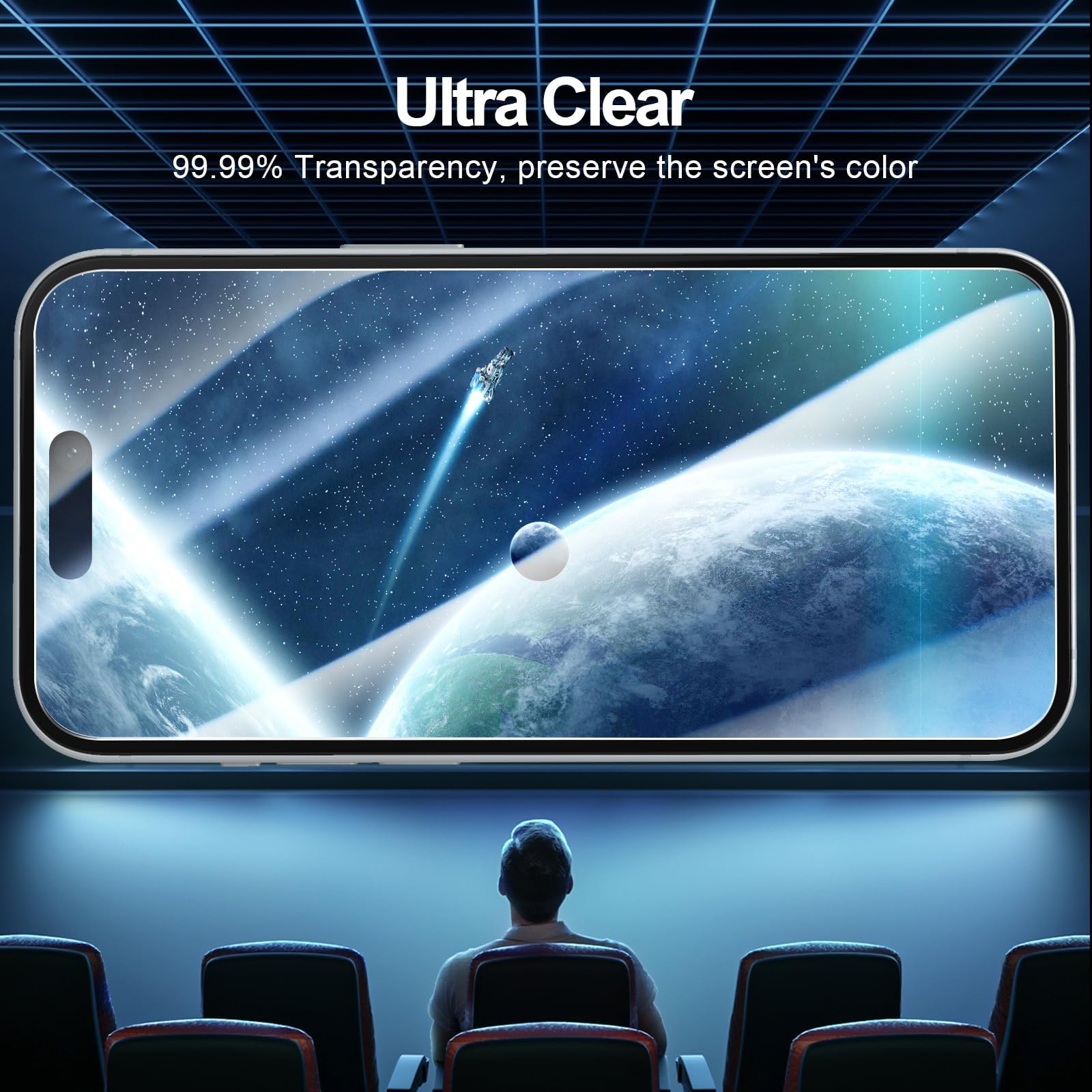 NEW'C 3 Sztuki, Ochraniacz Ekranu do iPhone 16,15 (6,1 cala), Folia ochronna ze szkła hartowanego bez pęcherzyków powietrza, odporność na zarysowania - Zawiera narzędzie ułatwiające montaż