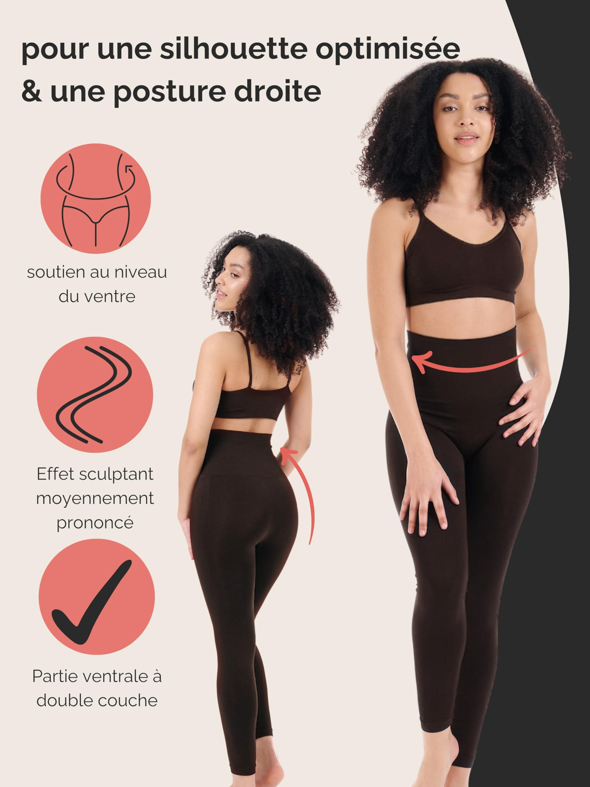 TONEST Leggings Sculptant Taille Haute modelant la Silhouette - Pantalon Sculptant - Push-Up - Panty Remodelant pour Le Ventre - 4000-MS-CC